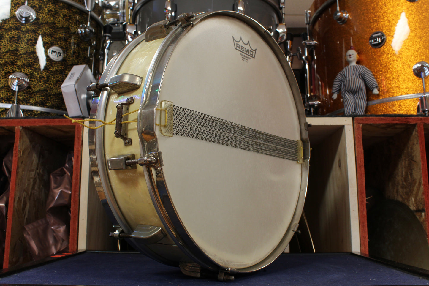 1947 Leedy 4x14 Broadway New Era Snare Drum in White Marine Pearl