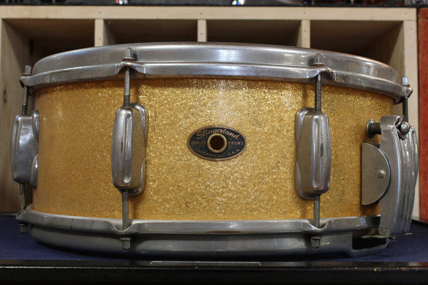 1960s Slingerland 5.5x14 Super Gene Krupa Snare Drum in Sparkling Gold Pearl