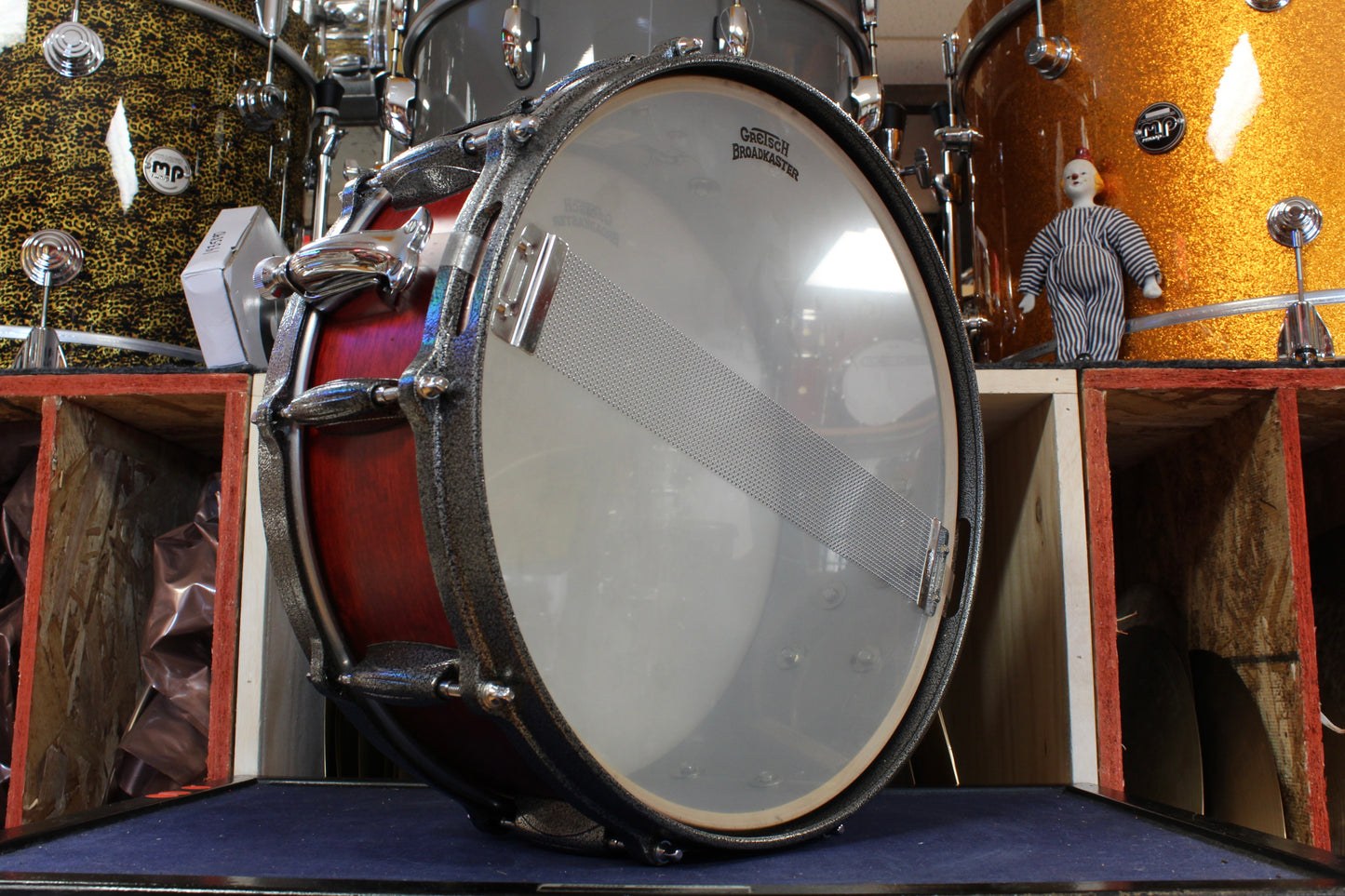 1990s Gretsch 5x14 Broadkaster Snare Drum in Satin Cherry