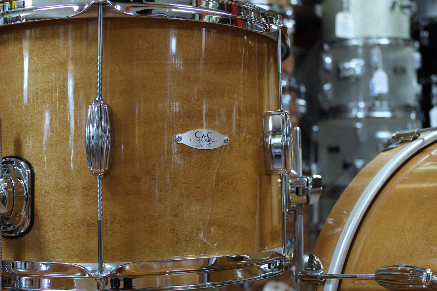 C&C Drum Company Super Flyer 2 in Aged Maple 10x20 10x14 5.5x12