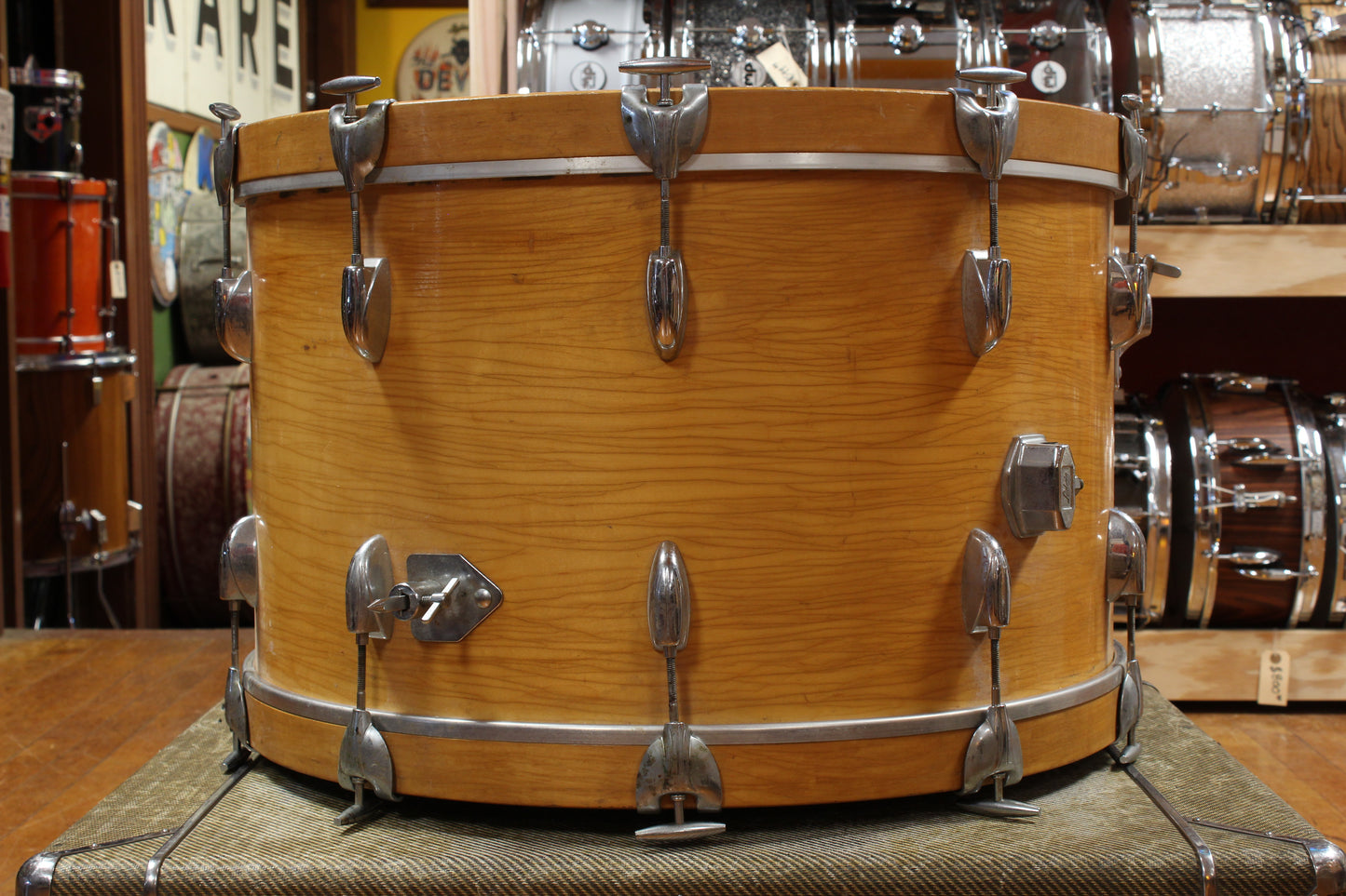 1970s Gretsch Stop Sign Badge Outfit in High Gloss Natural Maple 14x28 14x24 9x13 10x14 16x16 16x18