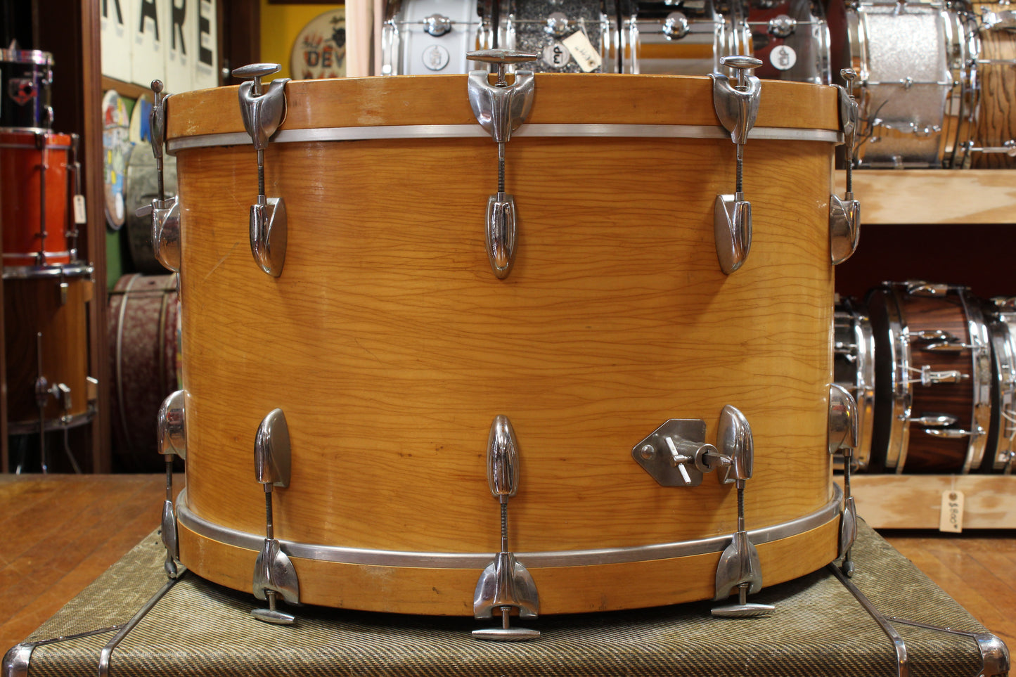 1970s Gretsch Stop Sign Badge Outfit in High Gloss Natural Maple 14x28 14x24 9x13 10x14 16x16 16x18