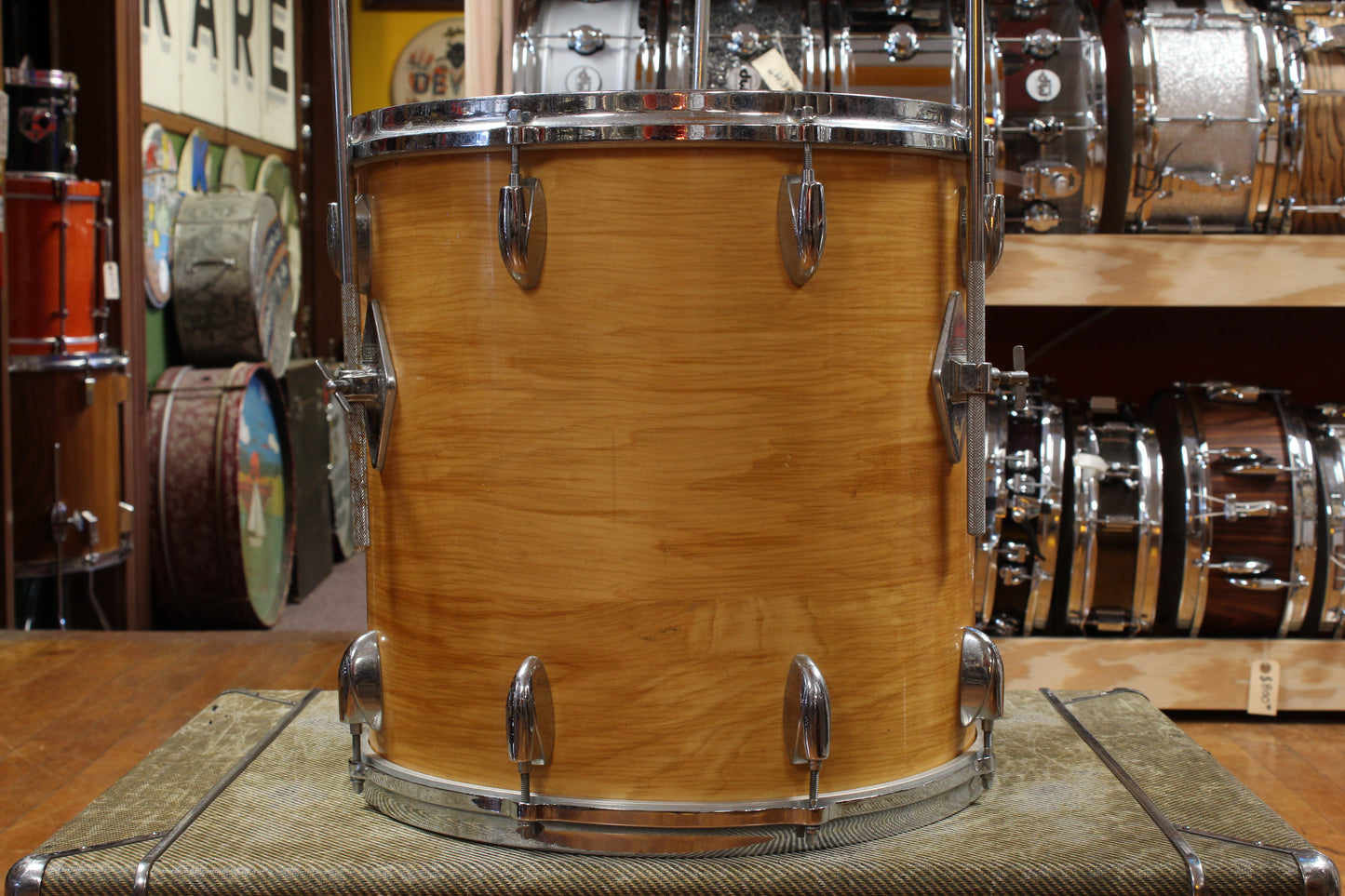 1970s Gretsch Stop Sign Badge Outfit in High Gloss Natural Maple 14x28 14x24 9x13 10x14 16x16 16x18