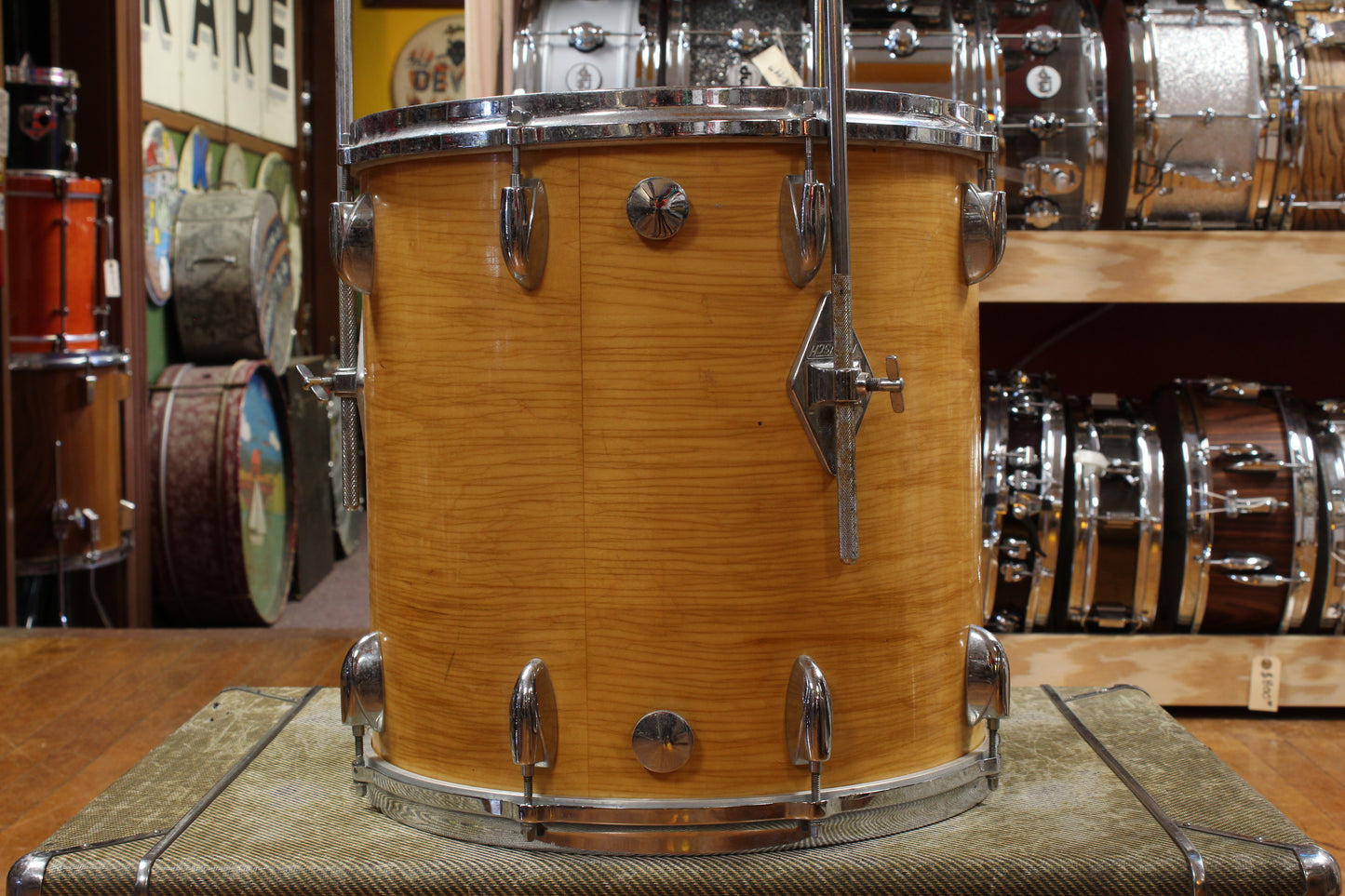 1970s Gretsch Stop Sign Badge Outfit in High Gloss Natural Maple 14x28 14x24 9x13 10x14 16x16 16x18
