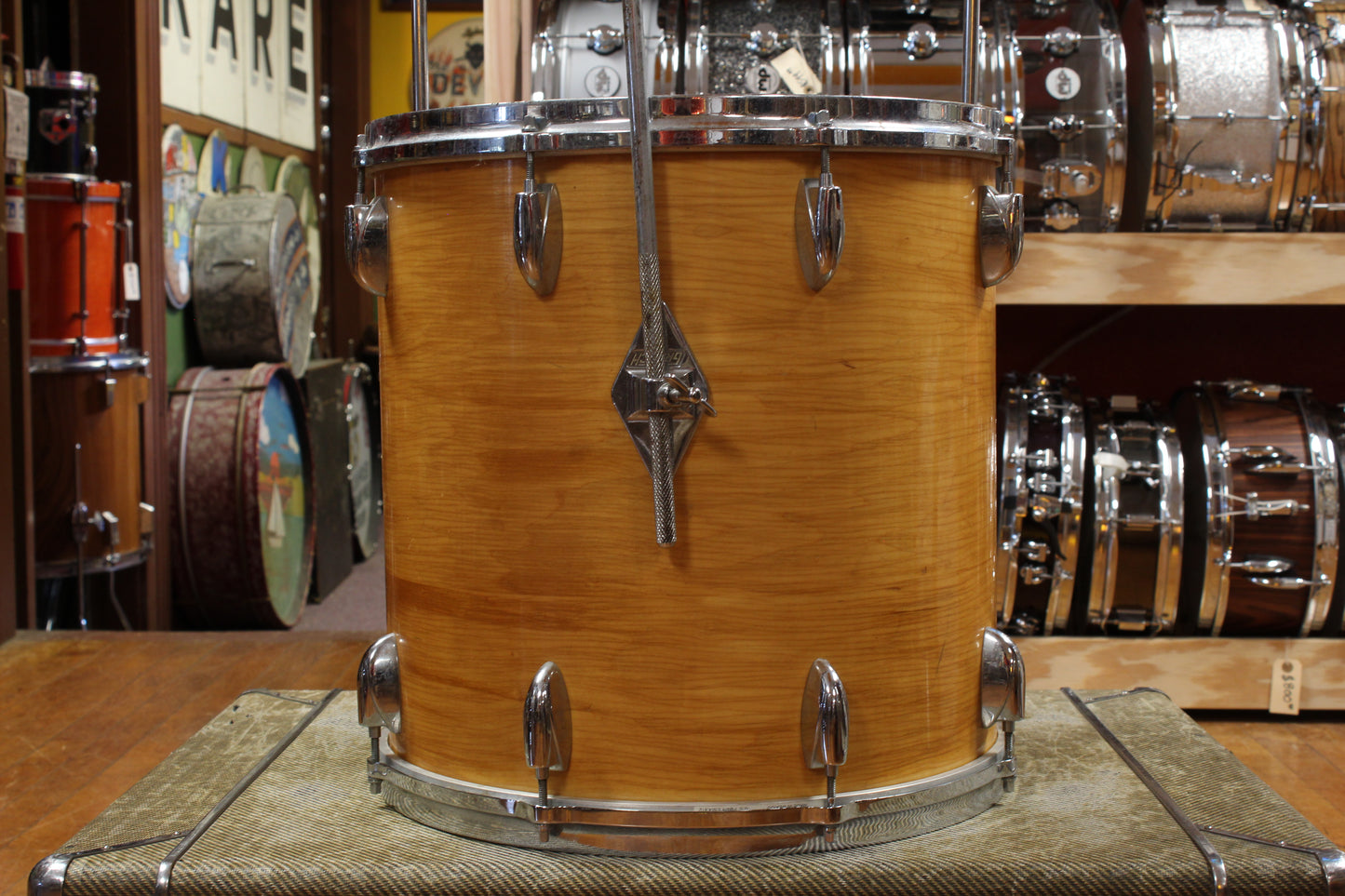 1970s Gretsch Stop Sign Badge Outfit in High Gloss Natural Maple 14x28 14x24 9x13 10x14 16x16 16x18