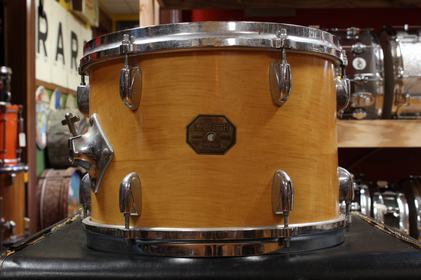 1970s Gretsch Stop Sign Badge Outfit in High Gloss Natural Maple 14x28 14x24 9x13 10x14 16x16 16x18