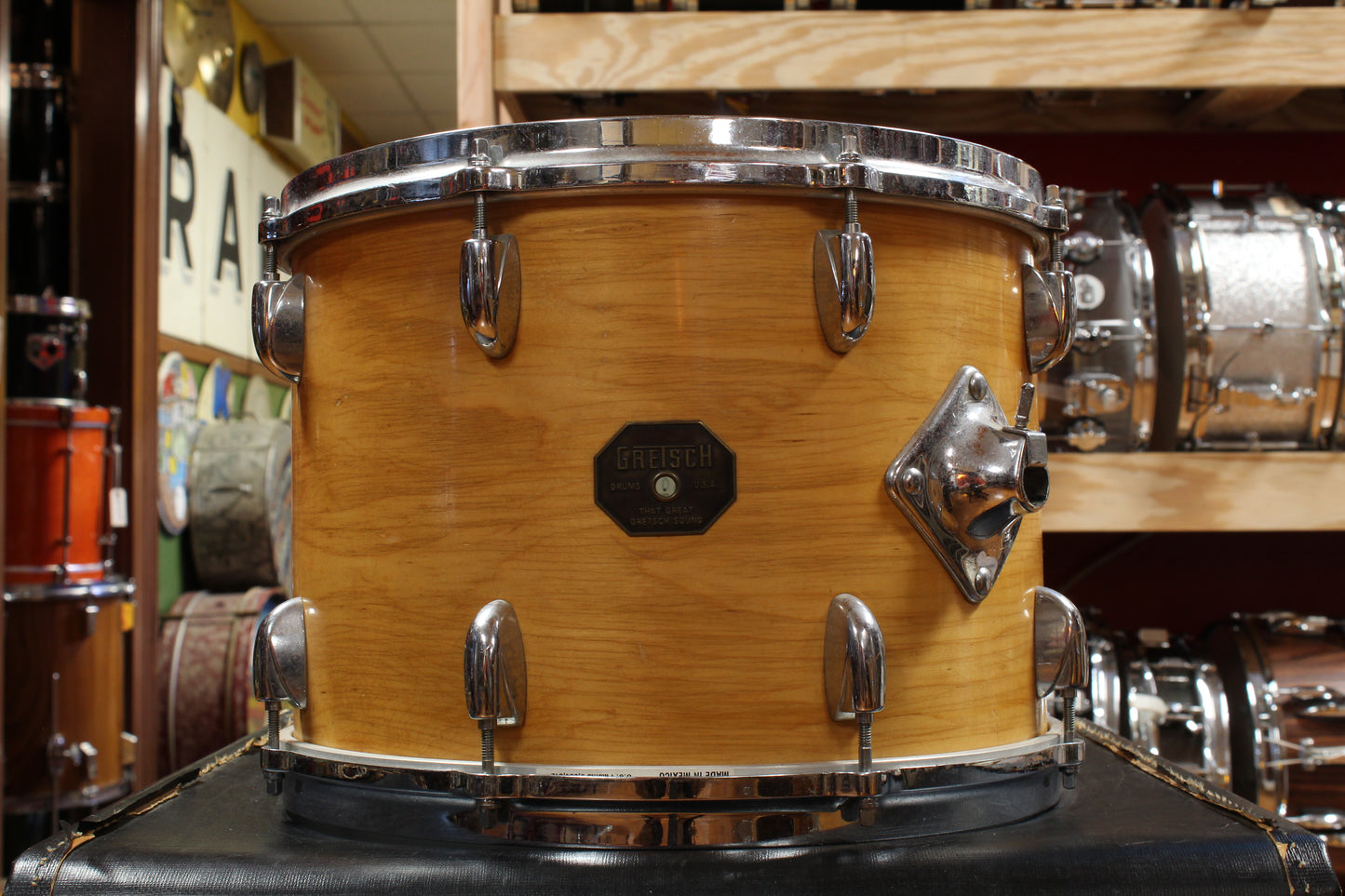 1970s Gretsch Stop Sign Badge Outfit in High Gloss Natural Maple 14x28 14x24 9x13 10x14 16x16 16x18