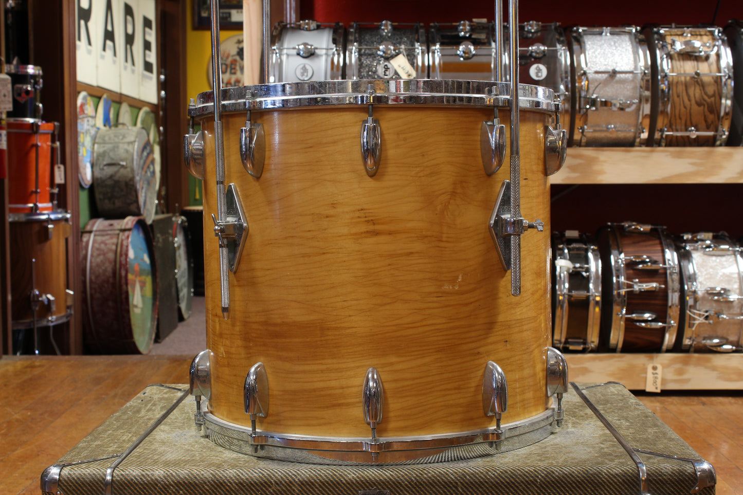 1970s Gretsch Stop Sign Badge Outfit in High Gloss Natural Maple 14x28 14x24 9x13 10x14 16x16 16x18