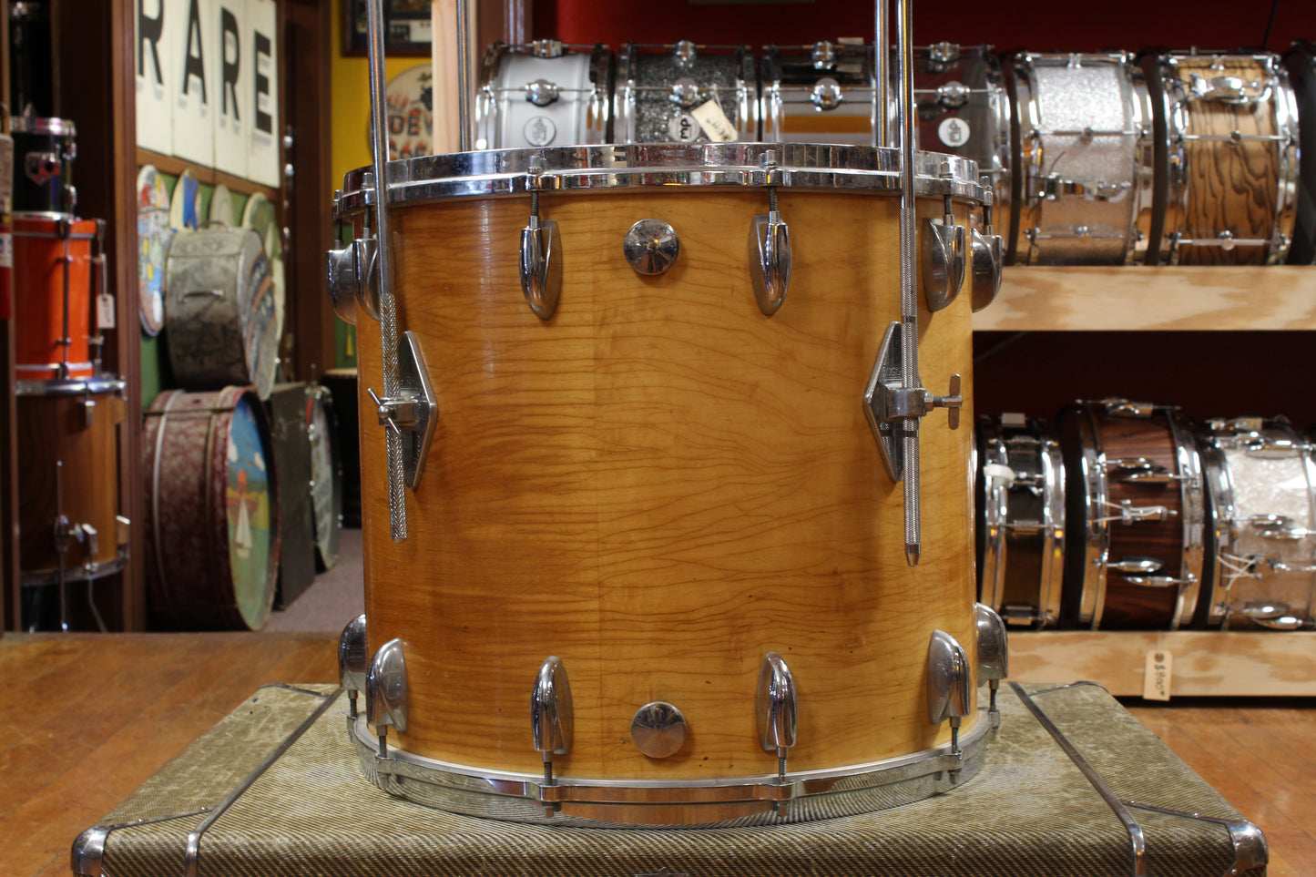 1970s Gretsch Stop Sign Badge Outfit in High Gloss Natural Maple 14x28 14x24 9x13 10x14 16x16 16x18