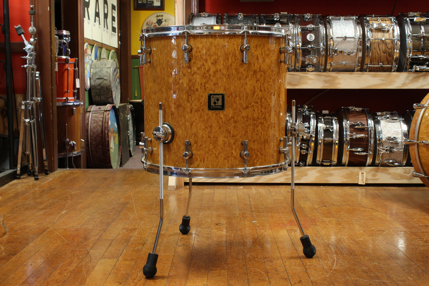 Early 2000s Sonor Delite Outfit in Natural Birdseye Maple 18x22 10x12 16x16 16x18