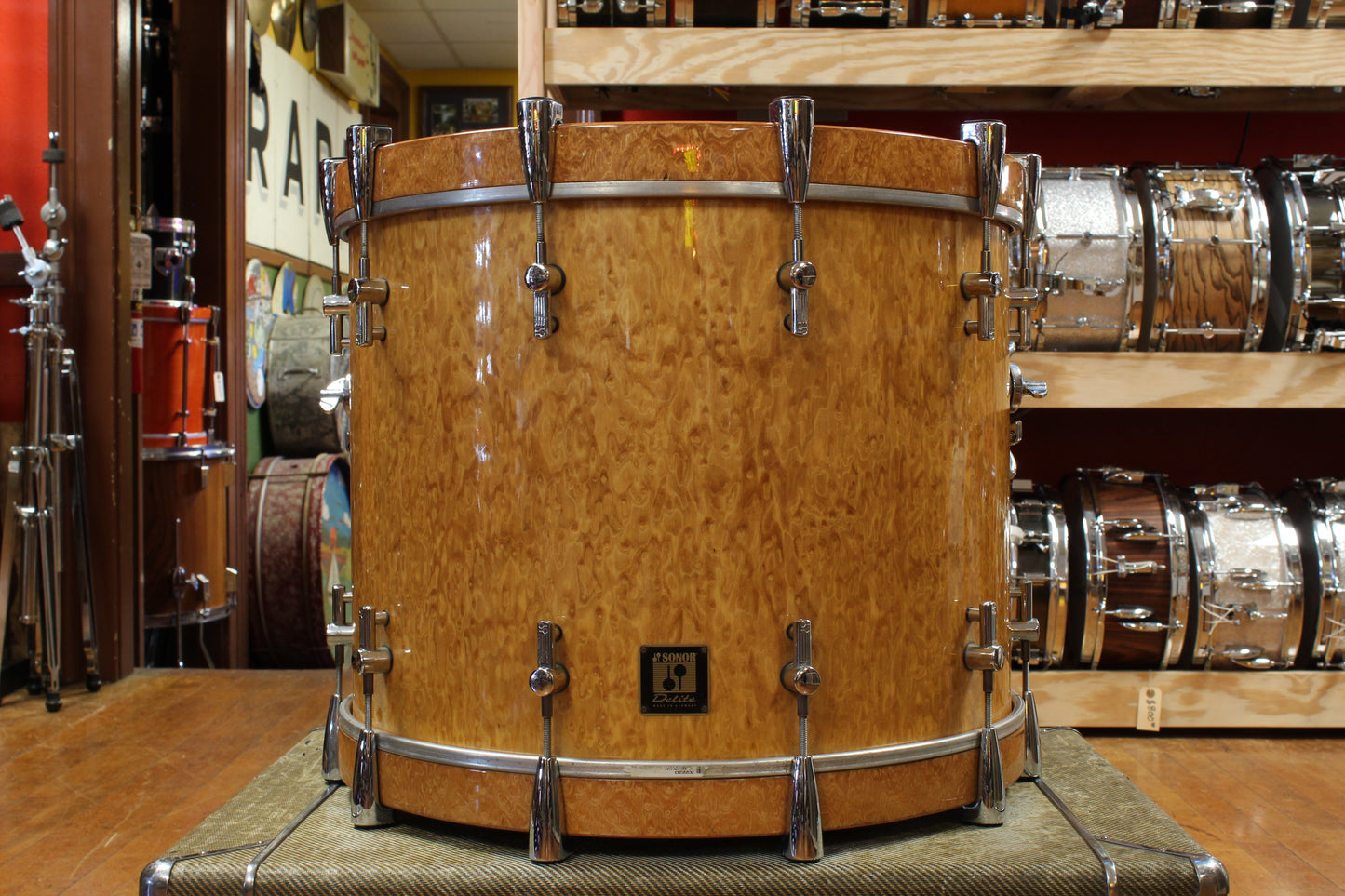Early 2000s Sonor Delite Outfit in Natural Birdseye Maple 18x22 10x12 16x16 16x18