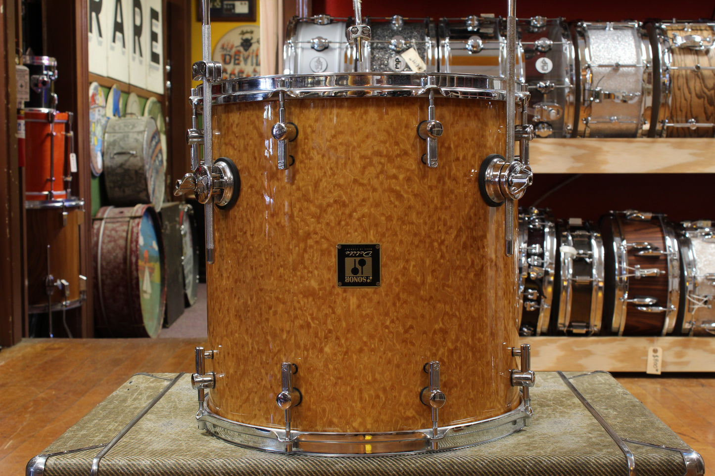 Early 2000s Sonor Delite Outfit in Natural Birdseye Maple 18x22 10x12 16x16 16x18