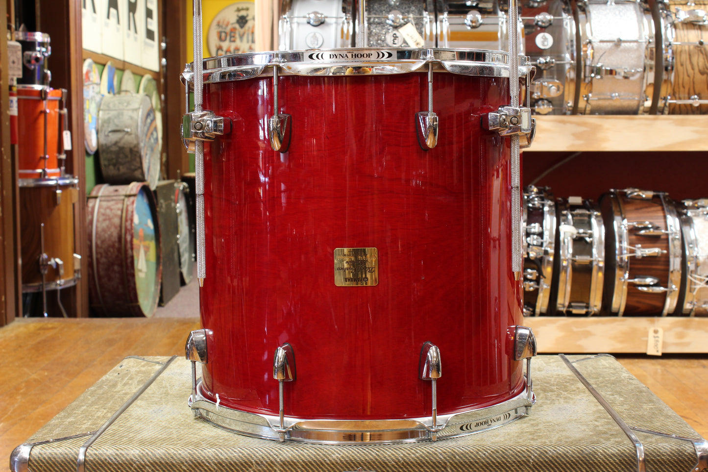1990s Yamaha 16x16 Birch Custom Absolute Floor Tom in Red Autumn