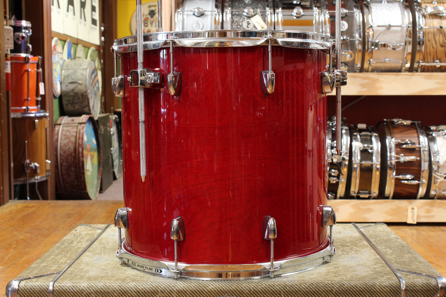 1990s Yamaha 16x16 Birch Custom Absolute Floor Tom in Red Autumn