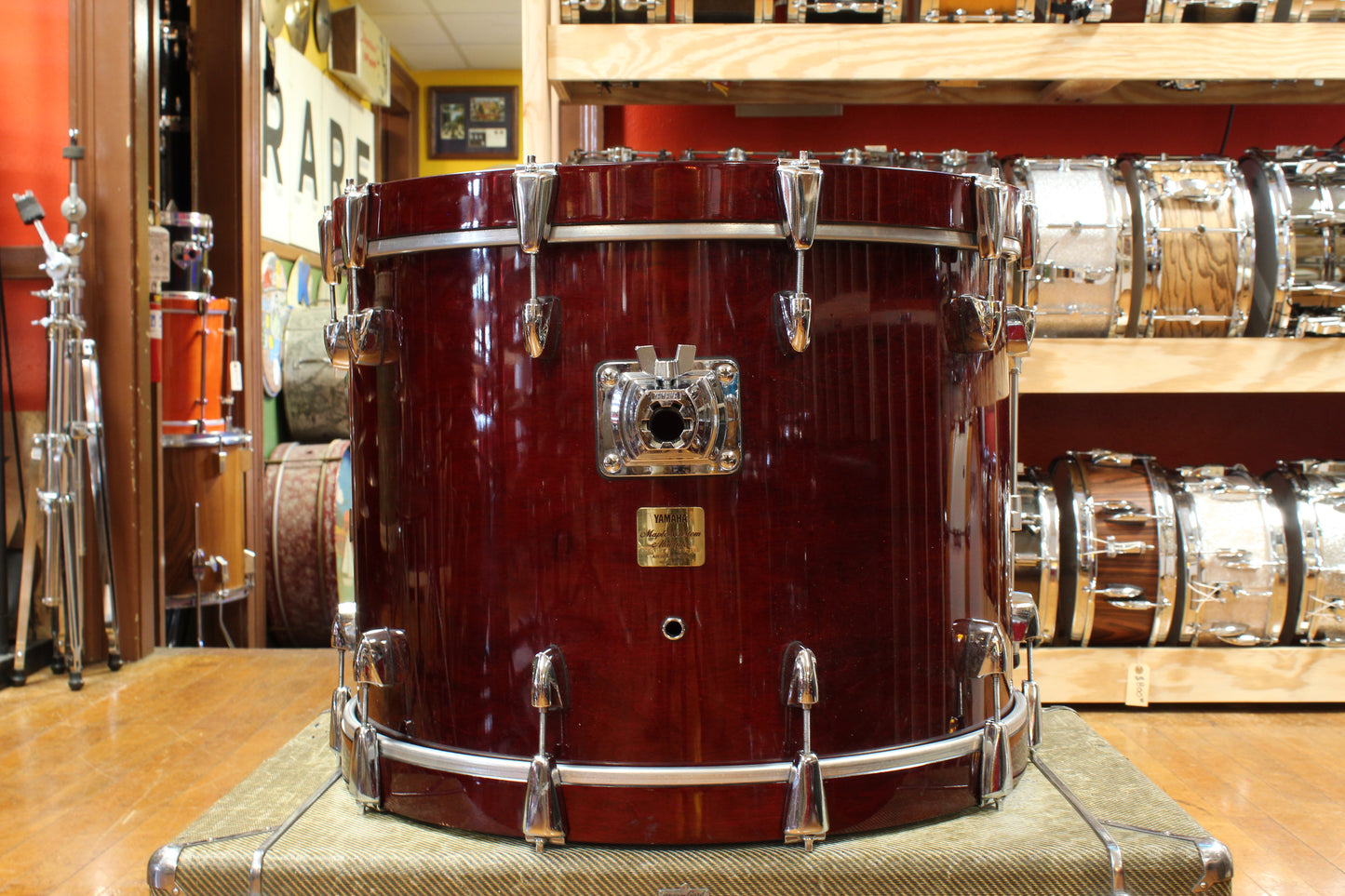 1990s Yamaha 16x22 Maple Custom Absolute Bass Drum in Cherry Lacquer