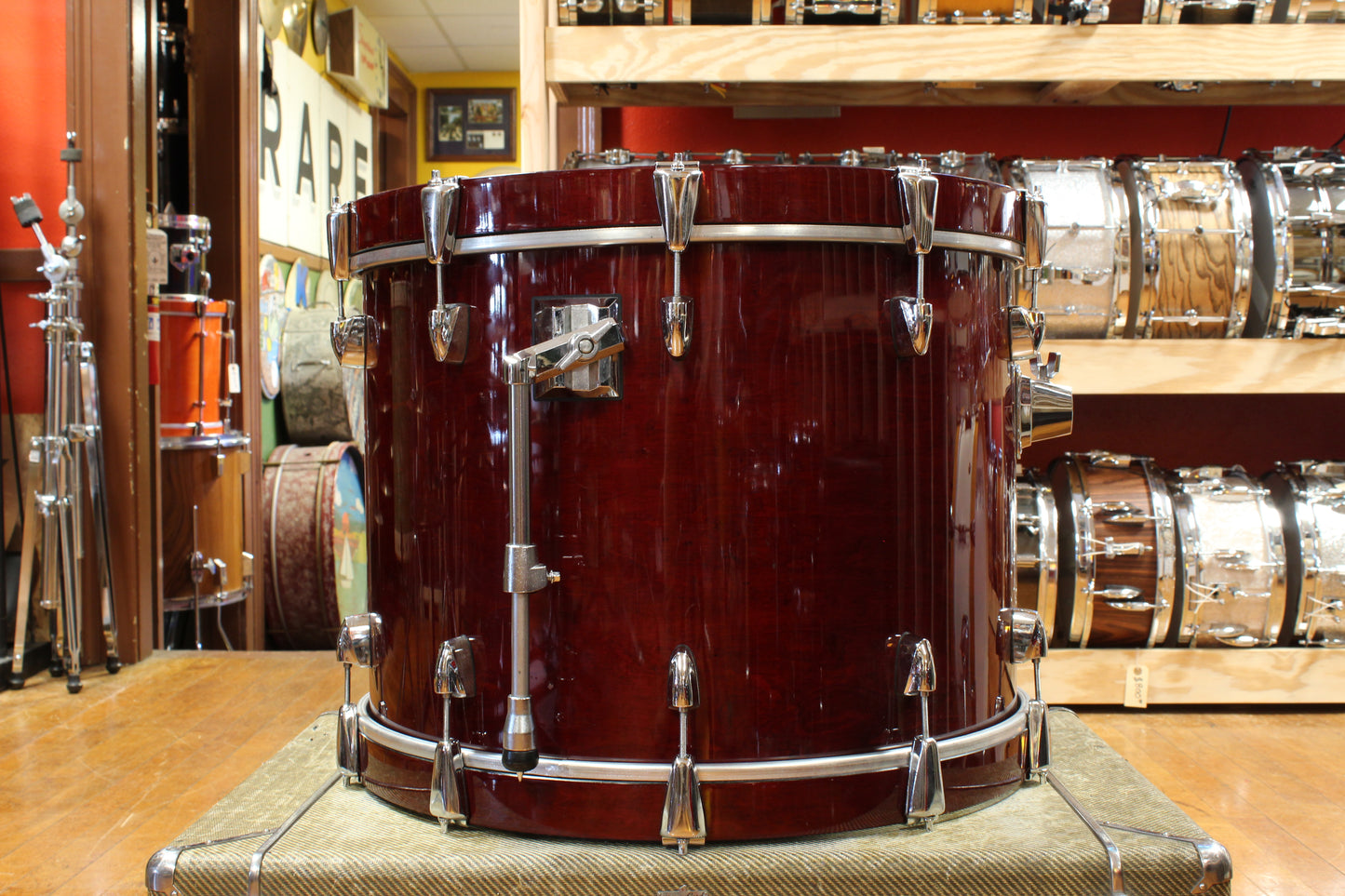 1990s Yamaha 16x22 Maple Custom Absolute Bass Drum in Cherry Lacquer