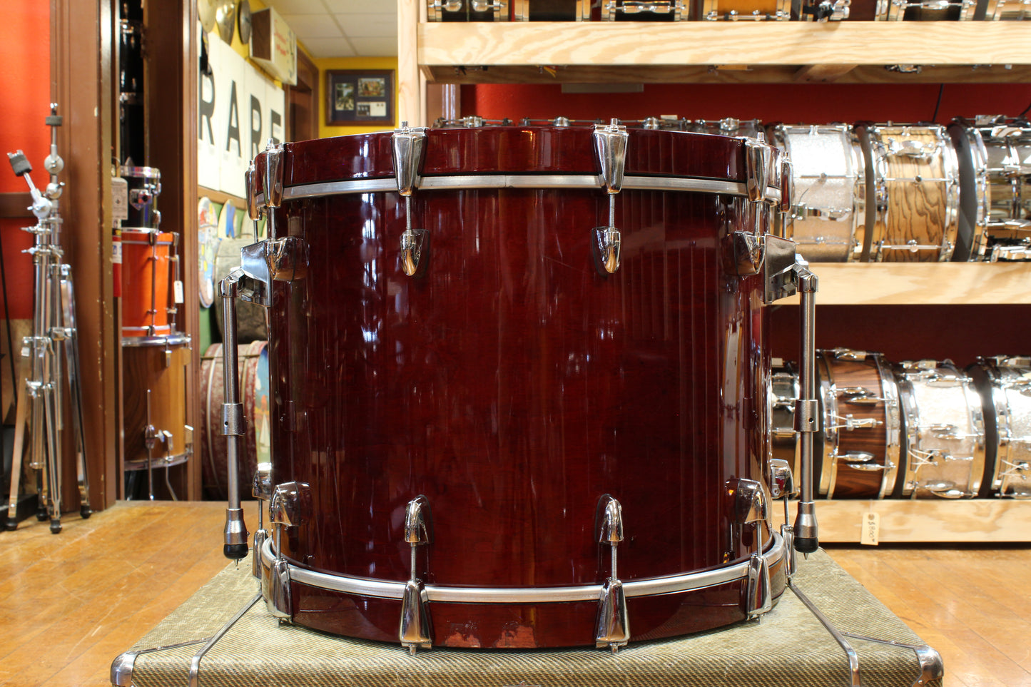 1990s Yamaha 16x22 Maple Custom Absolute Bass Drum in Cherry Lacquer