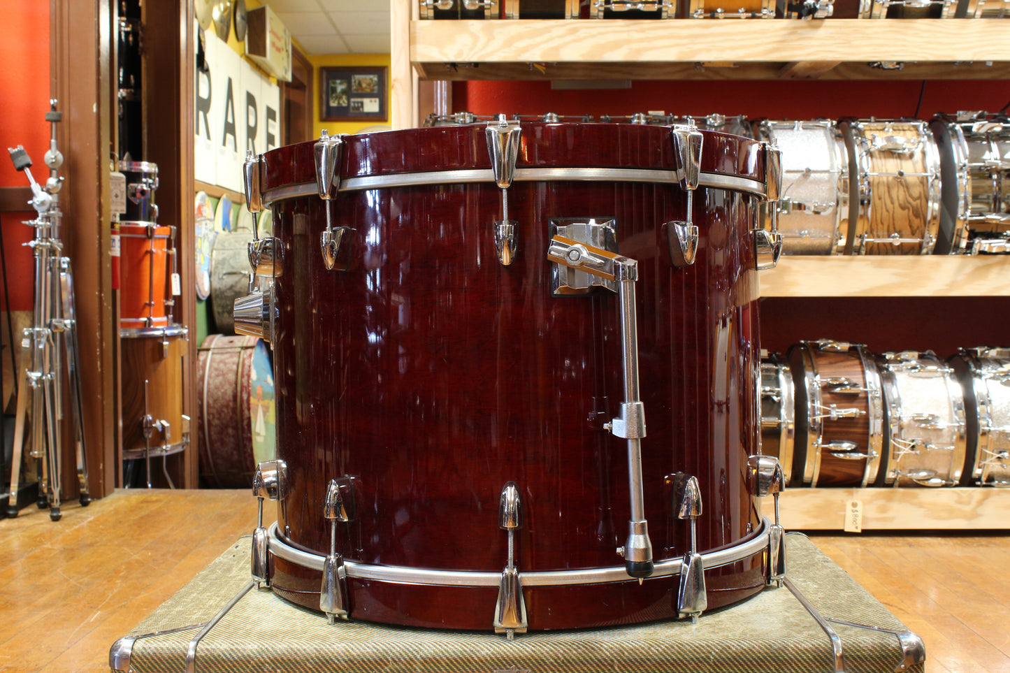 1990s Yamaha 16x22 Maple Custom Absolute Bass Drum in Cherry Lacquer