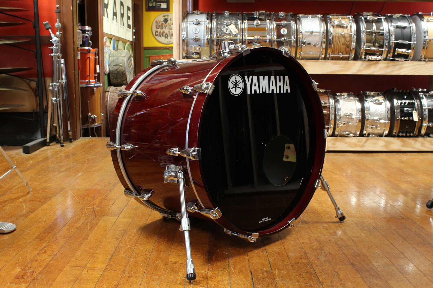 1990s Yamaha 16x22 Maple Custom Absolute Bass Drum in Cherry Lacquer