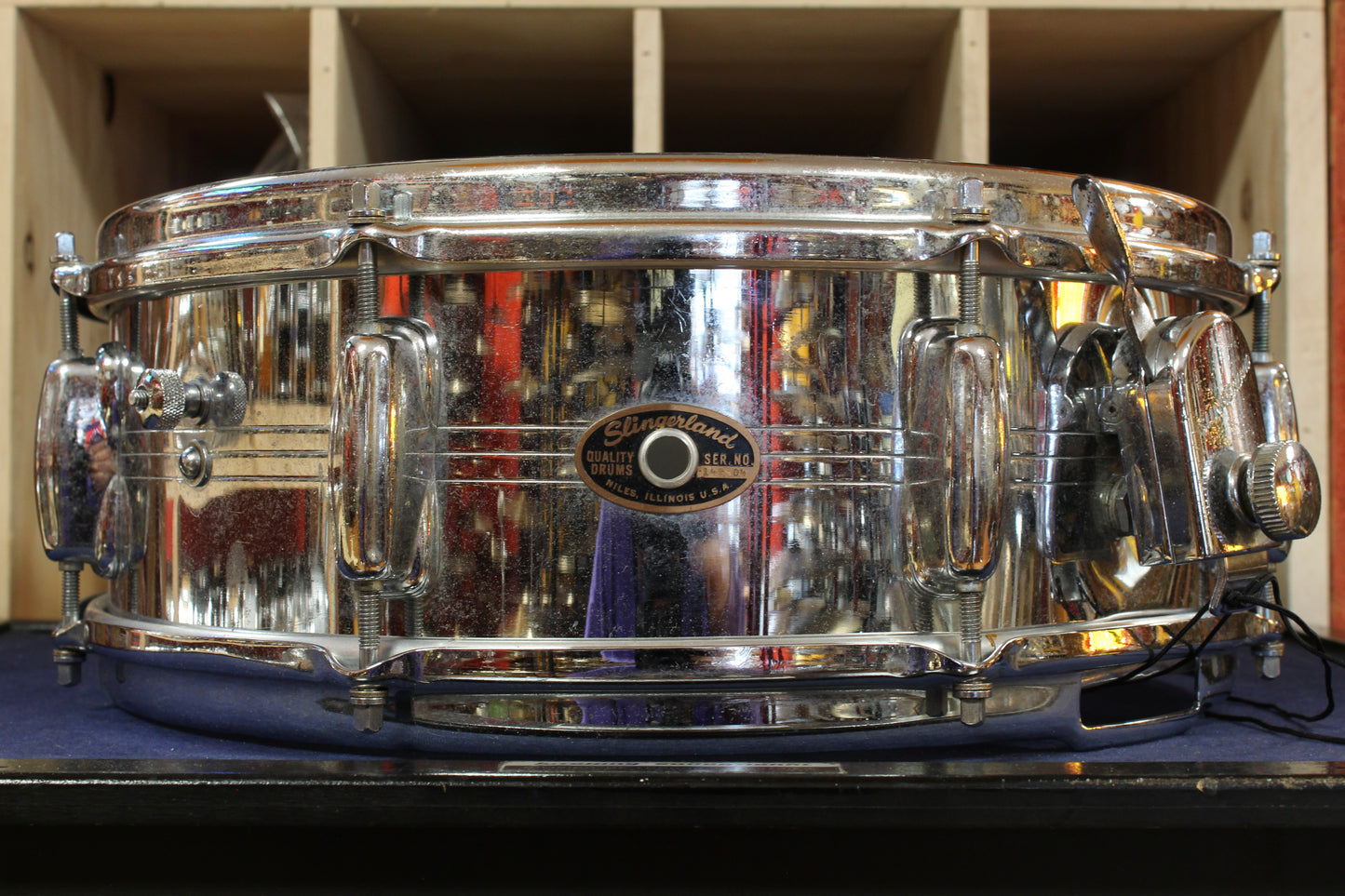 1960s Slingerland 5x14 Gene Krupa Sound King Chrome Over Brass Snare Drum