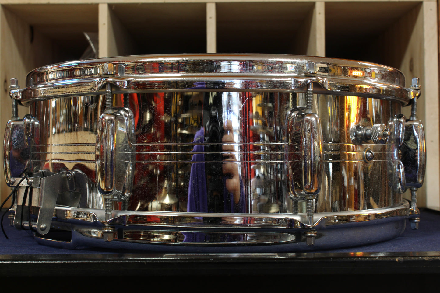1960s Slingerland 5x14 Gene Krupa Sound King Chrome Over Brass Snare Drum