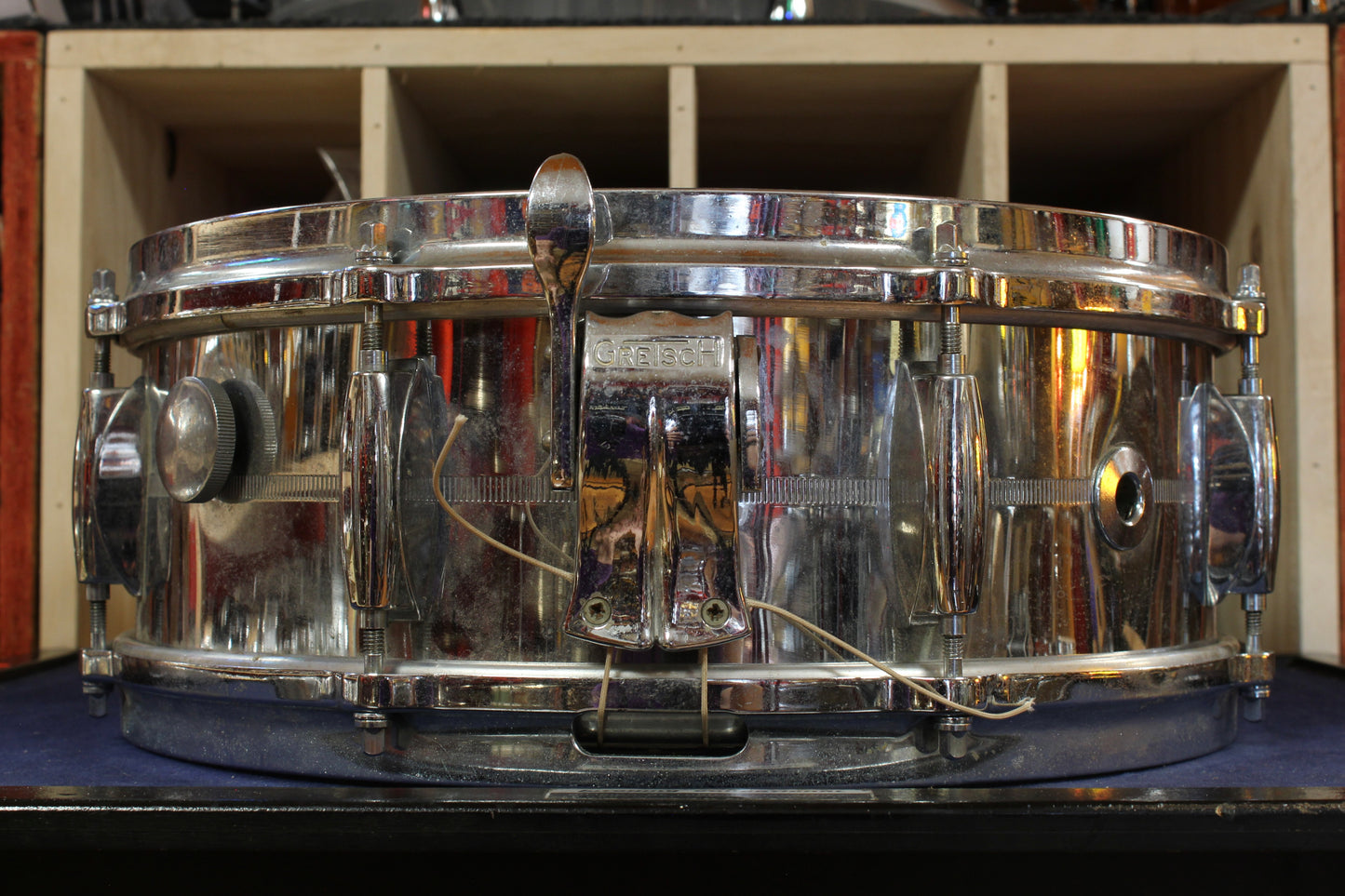 1970s Gretsch 5x14 Stop Sign Badge Chrome Over Brass Snare Drum