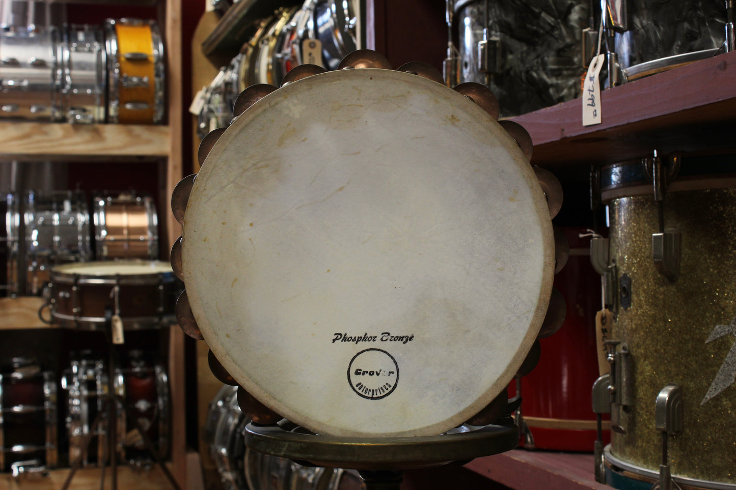 1990s Grover Phosphor Bronze Tambourine – 10.25" Double-Row