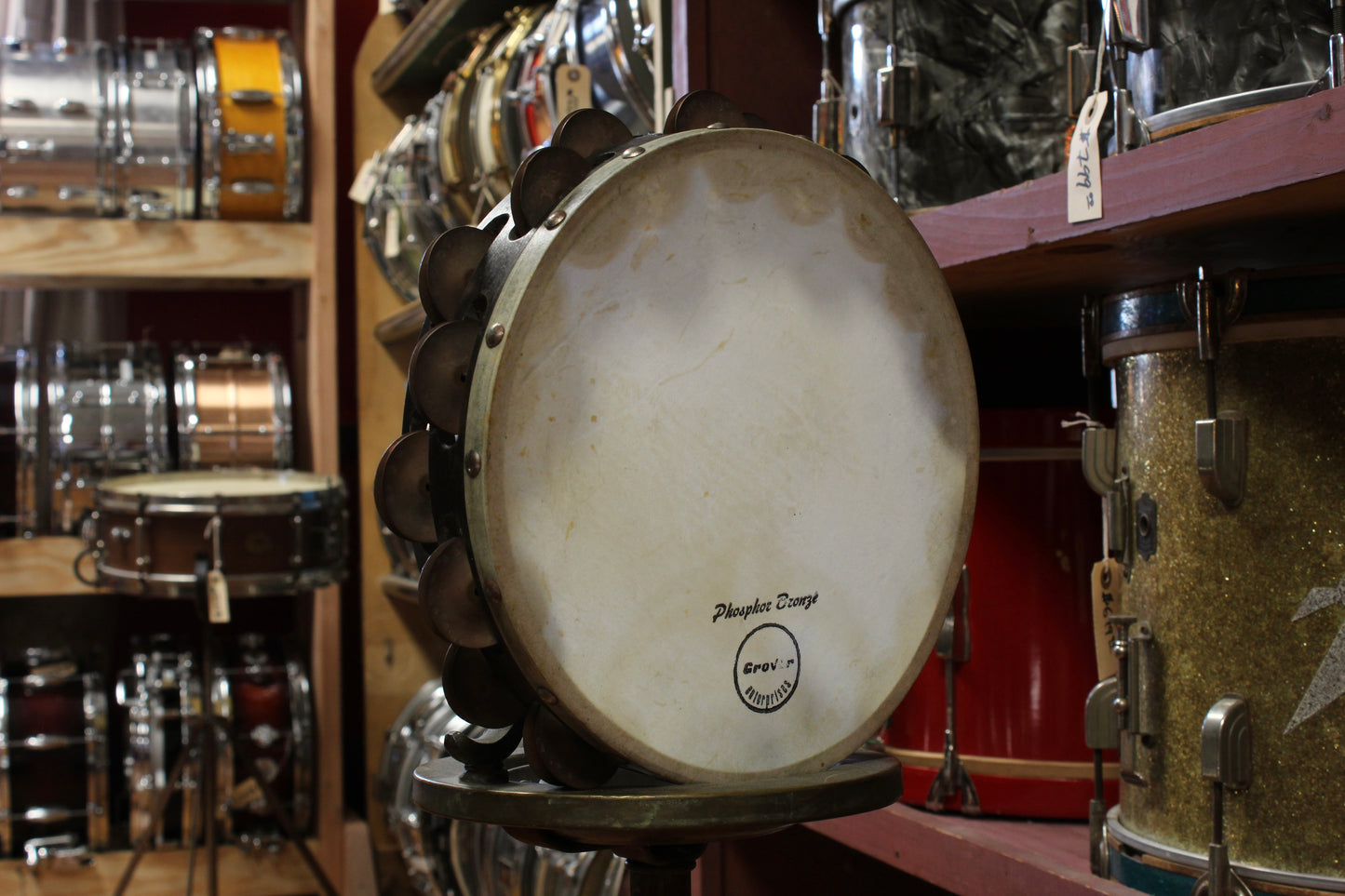 1990s Grover Phosphor Bronze Tambourine – 10.25" Double-Row