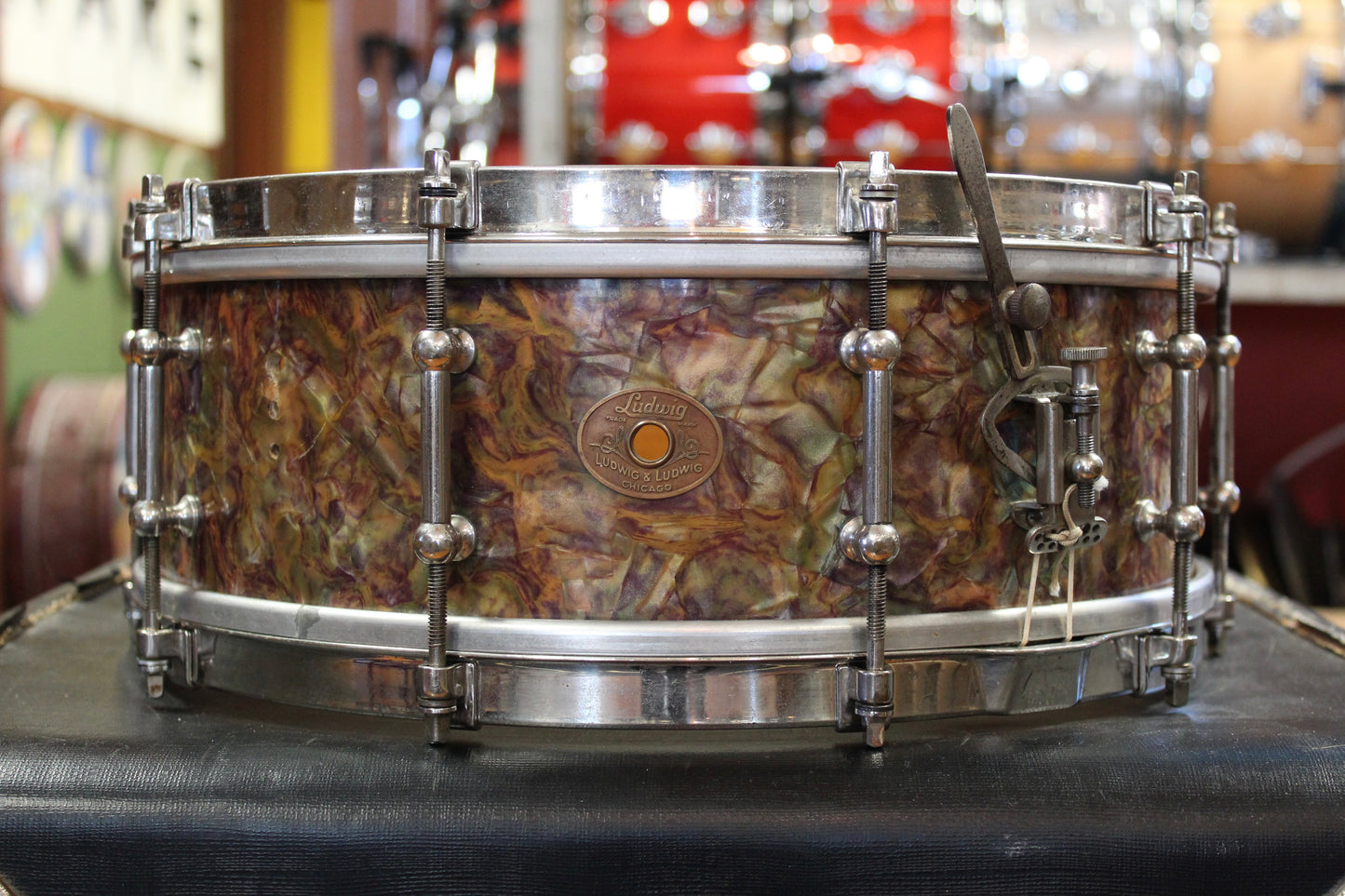 1930s Ludwig and Ludwig 5x14 Snare Drum in Peacock Pearl