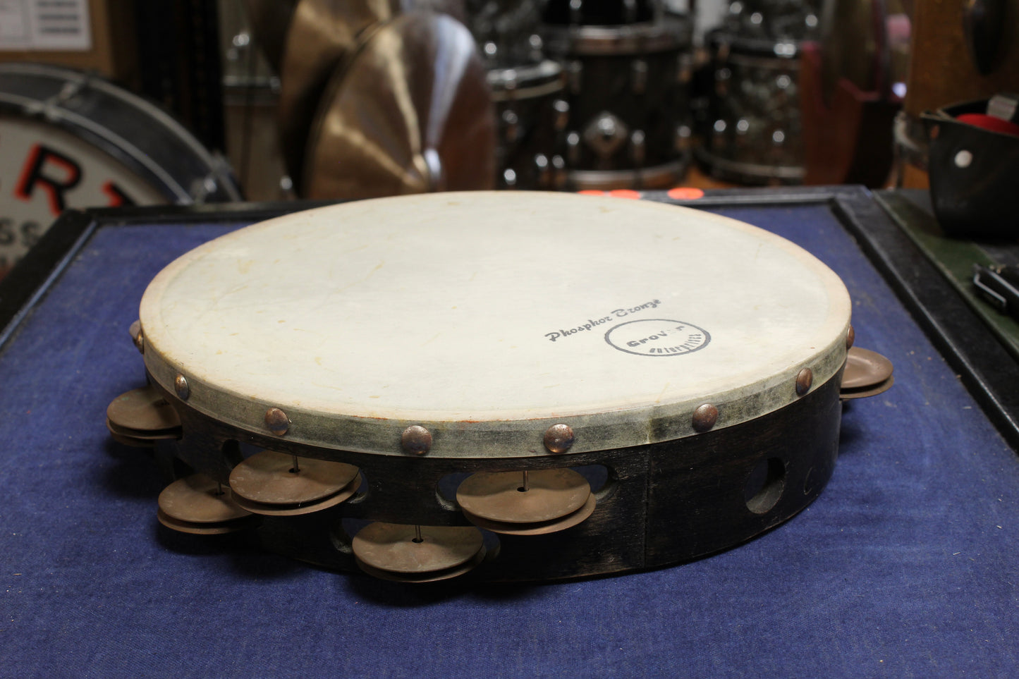 1990s Grover Phosphor Bronze Tambourine – 10.25" Double-Row
