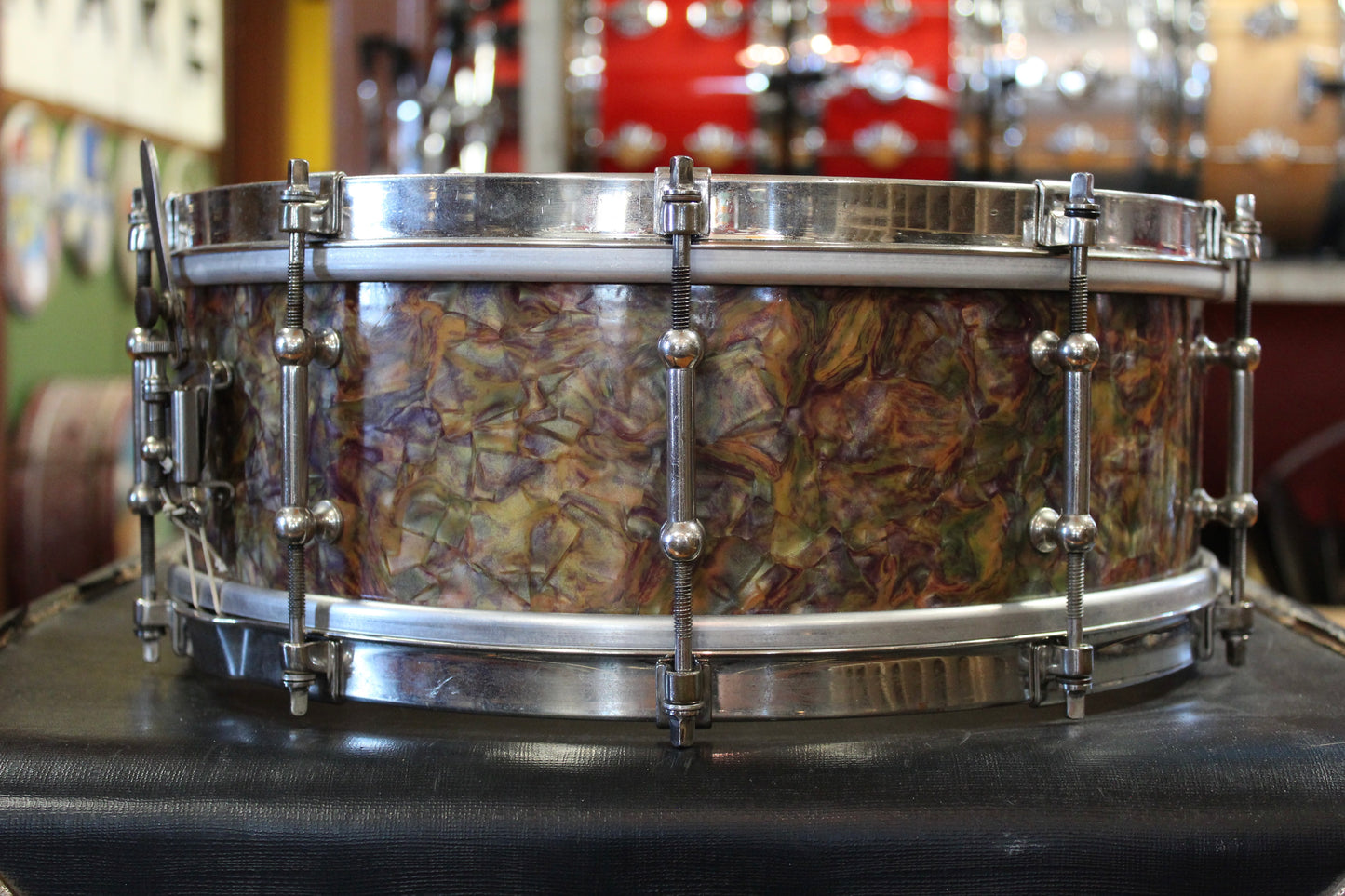 1930s Ludwig and Ludwig 5x14 Snare Drum in Peacock Pearl