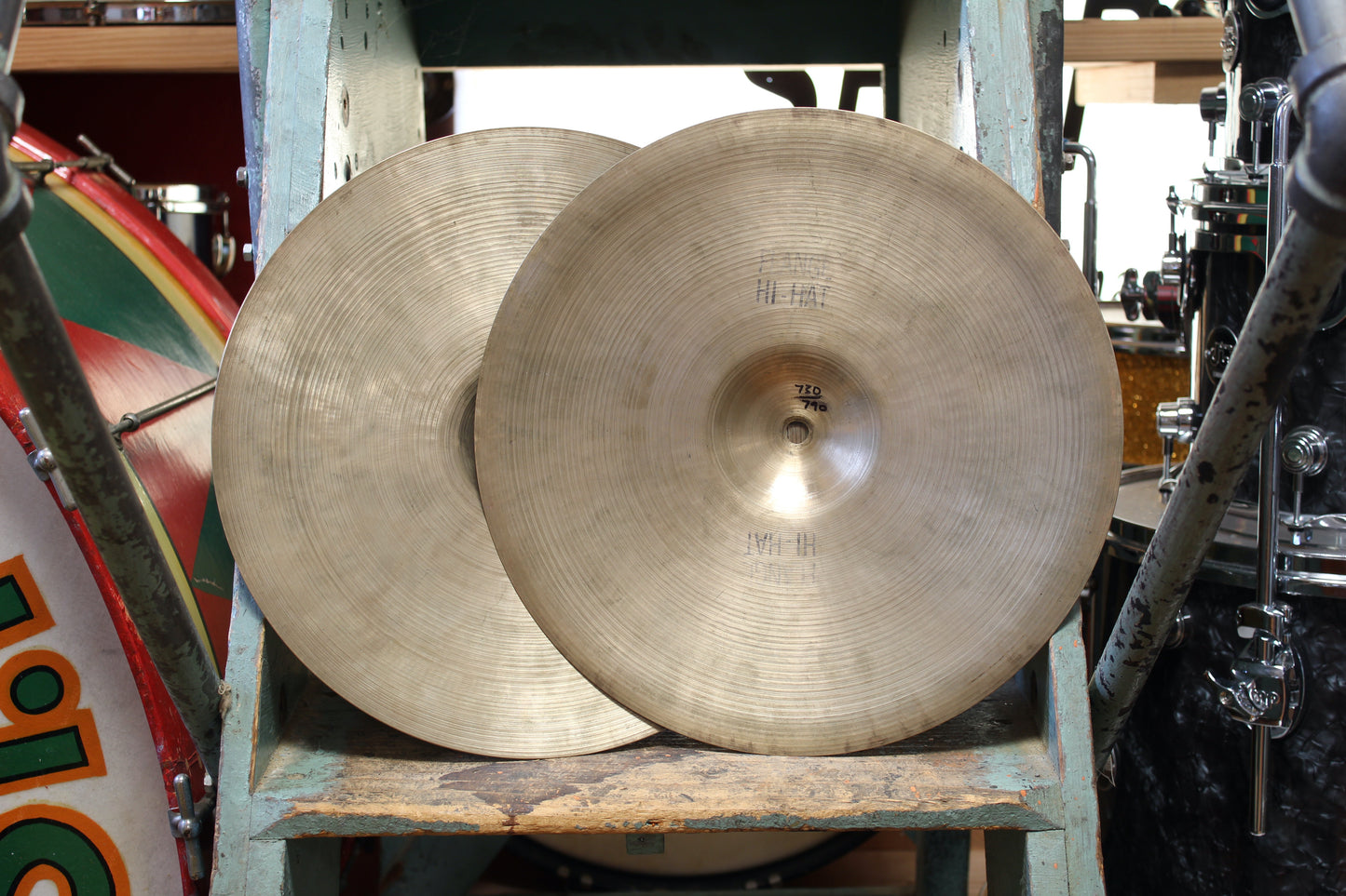 1950s A. Zildjian 14" Flange Hi-Hats 788/705g