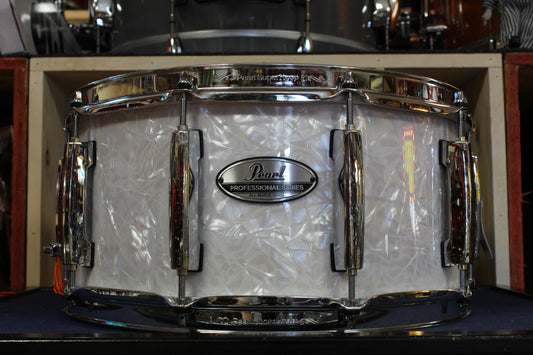 Pearl 6.5x14 Professional Series Maple Shell Snare Drum in White Marine Pearl