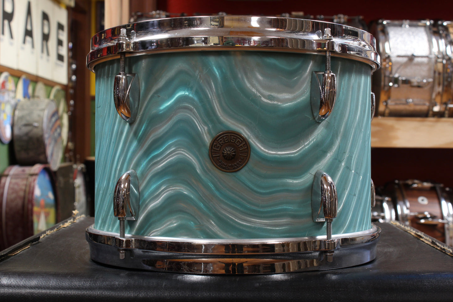 1960s Gretsch 8x12 Tom in Aqua Satin Flame