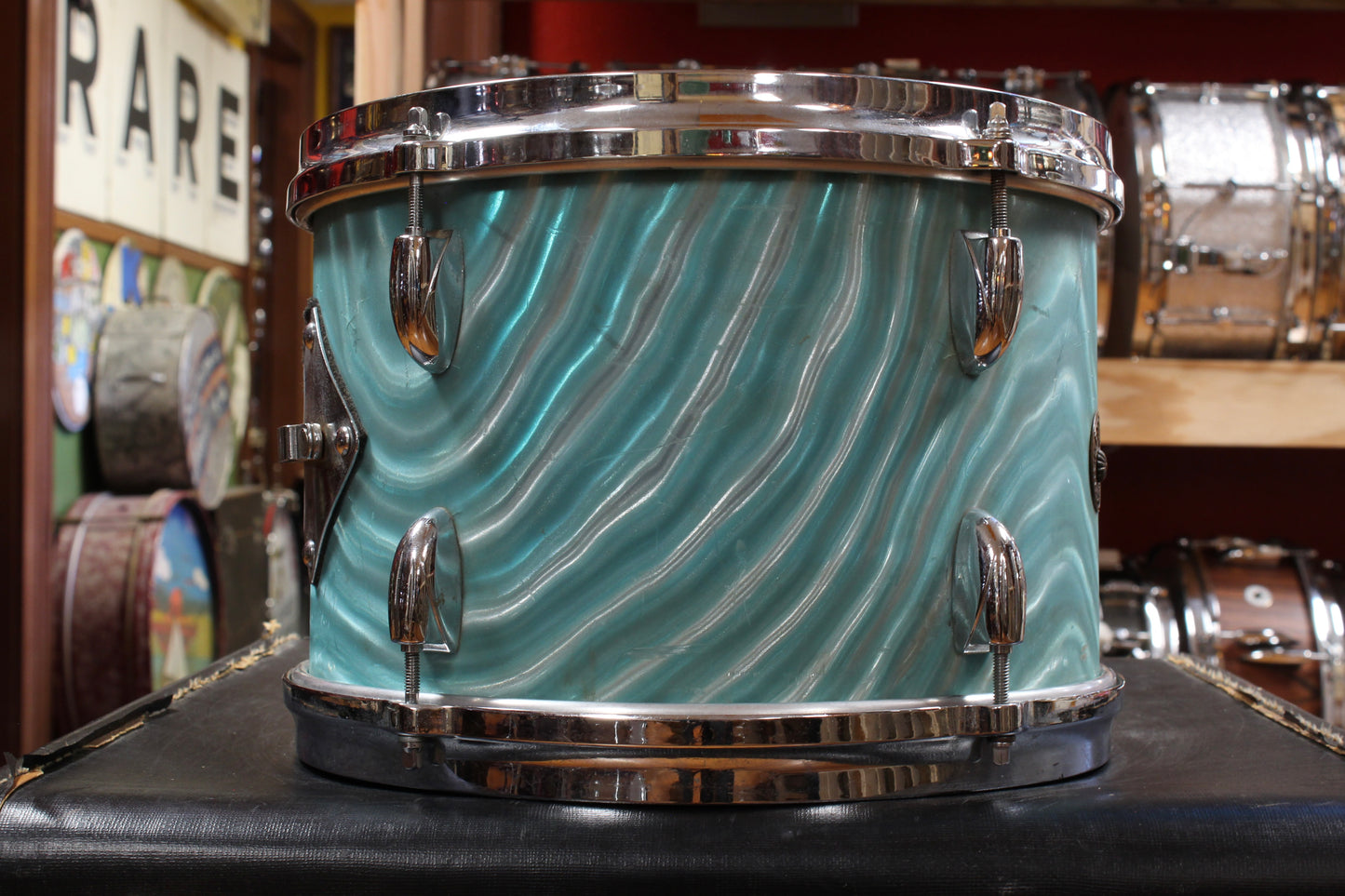 1960s Gretsch 8x12 Tom in Aqua Satin Flame