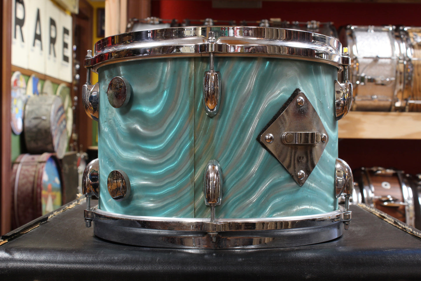 1960s Gretsch 8x12 Tom in Aqua Satin Flame