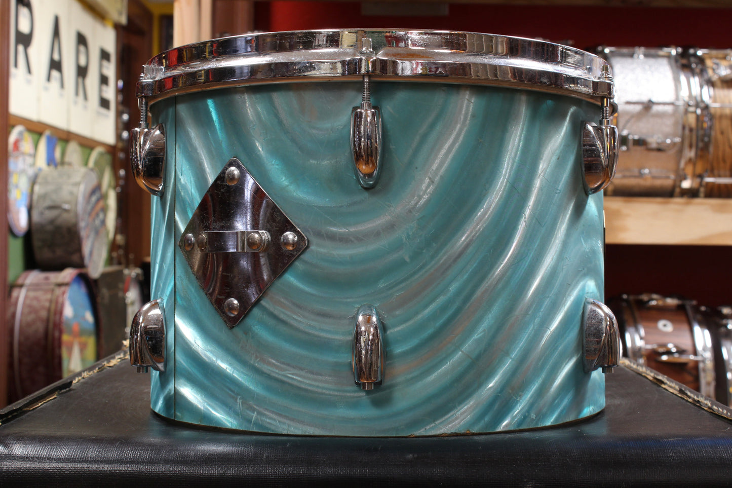 1970s Gretsch 9x13 Tom in Aqua Satin Flame