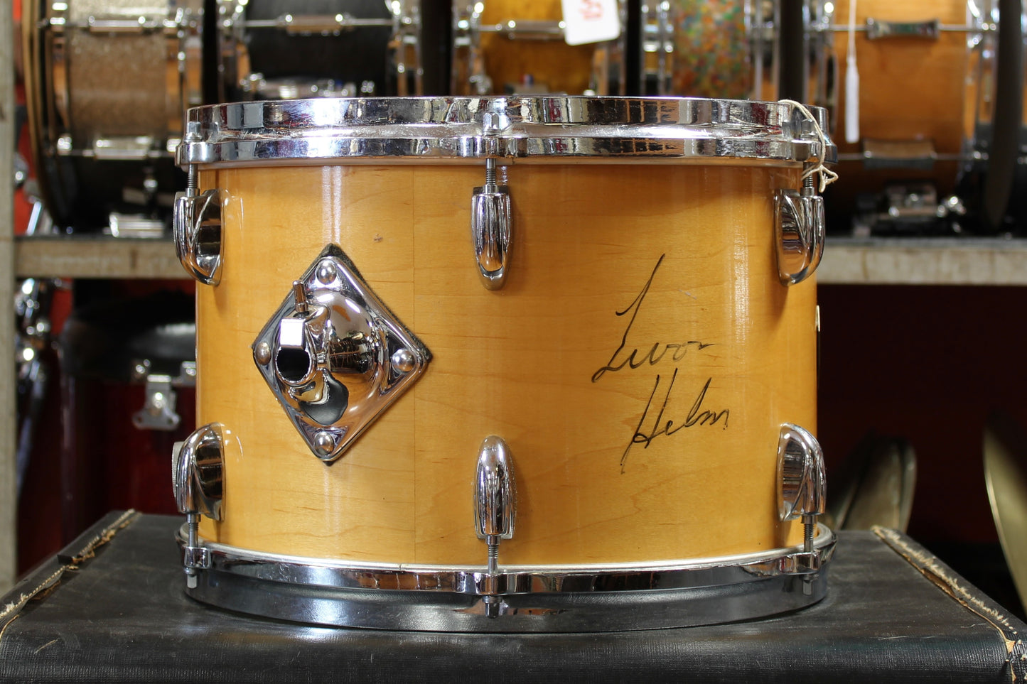 1970's Gretsch Stop Sign Badge Drum Kit in Natural Maple 14x22 16x16 9x13 - Signed by Levon Helm