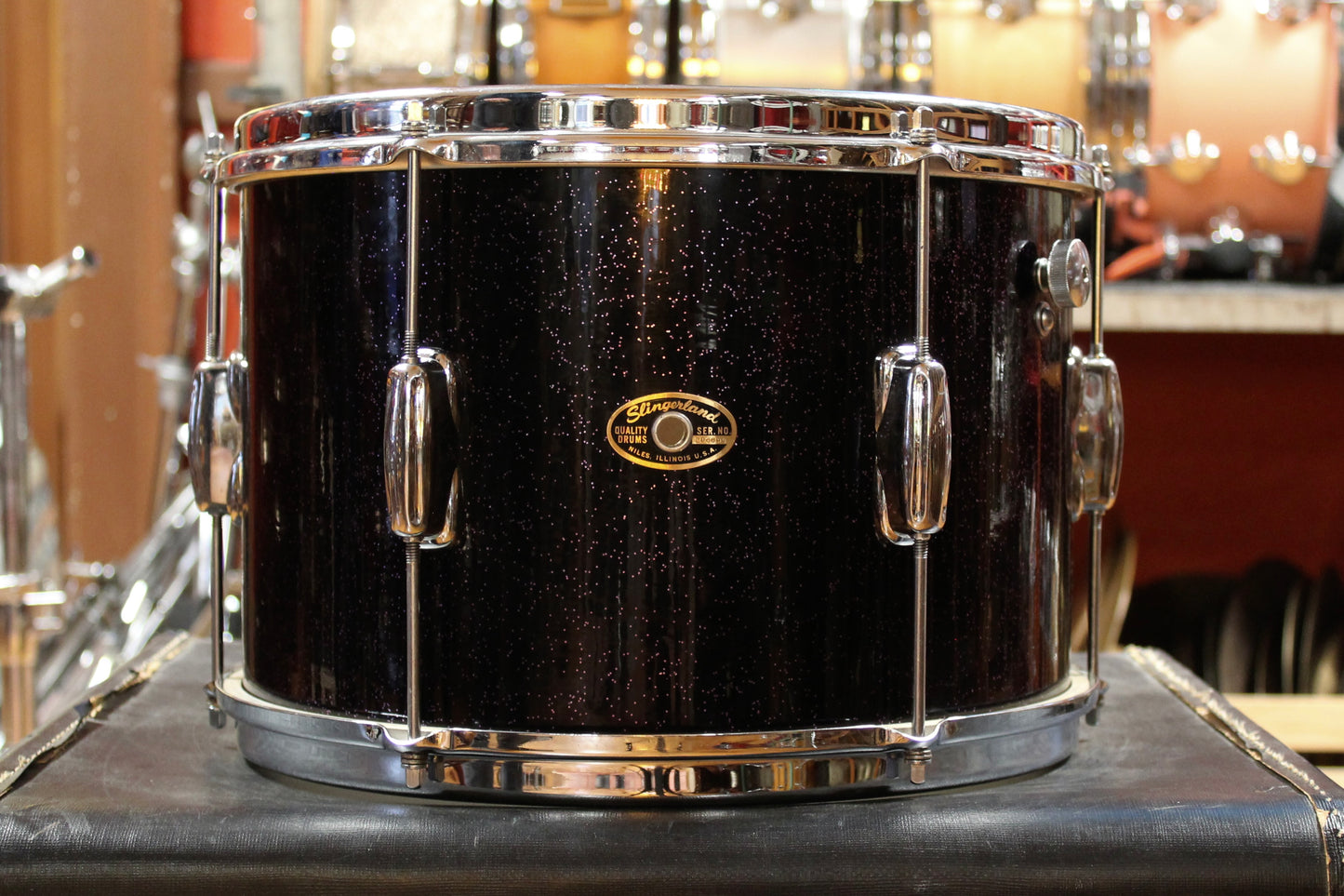 December 1958 Slingerland Outfit in Sparkling Black Pearl 14x22 9x13 16x16