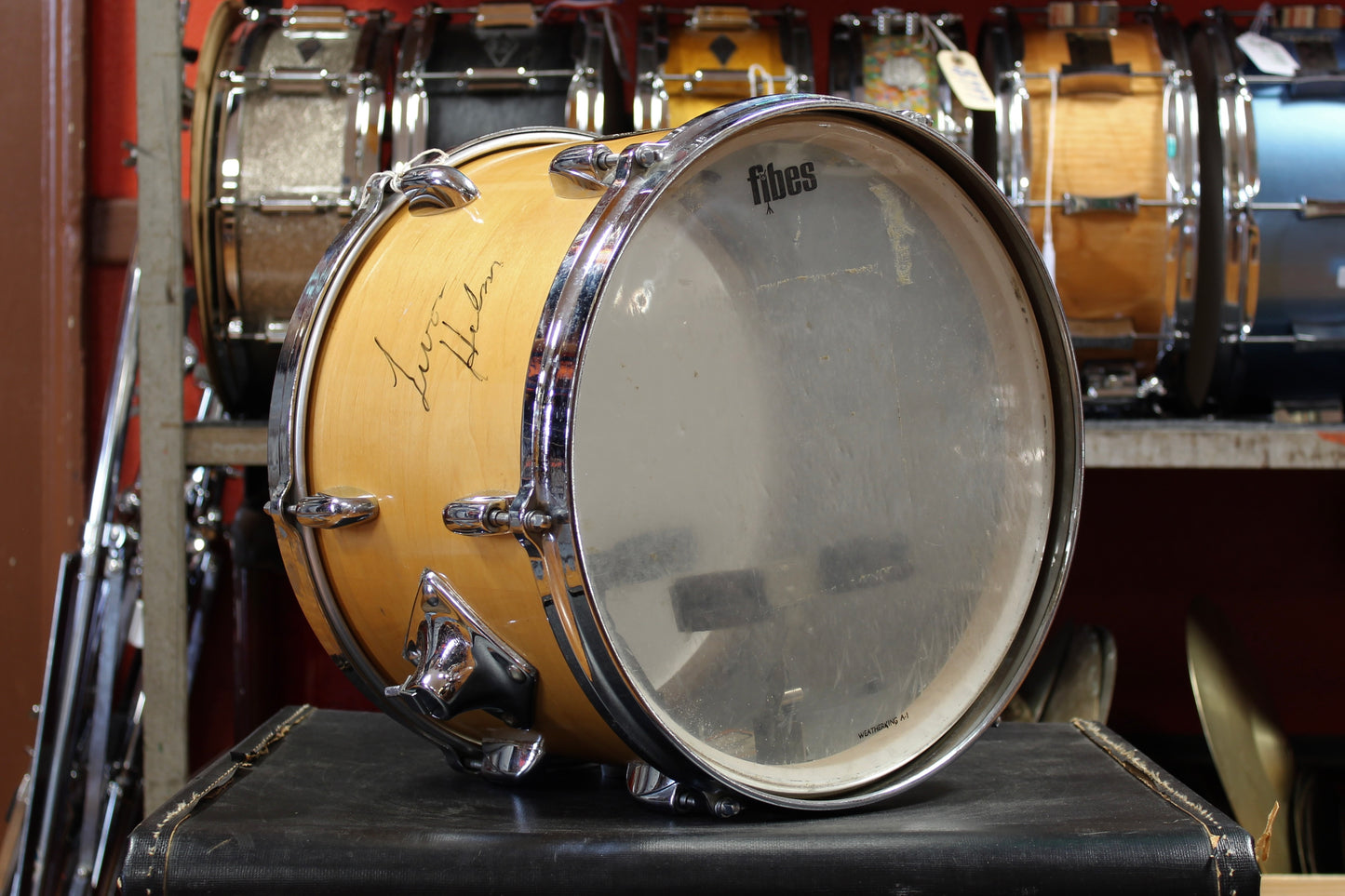 1970's Gretsch Stop Sign Badge Drum Kit in Natural Maple 14x22 16x16 9x13 - Signed by Levon Helm