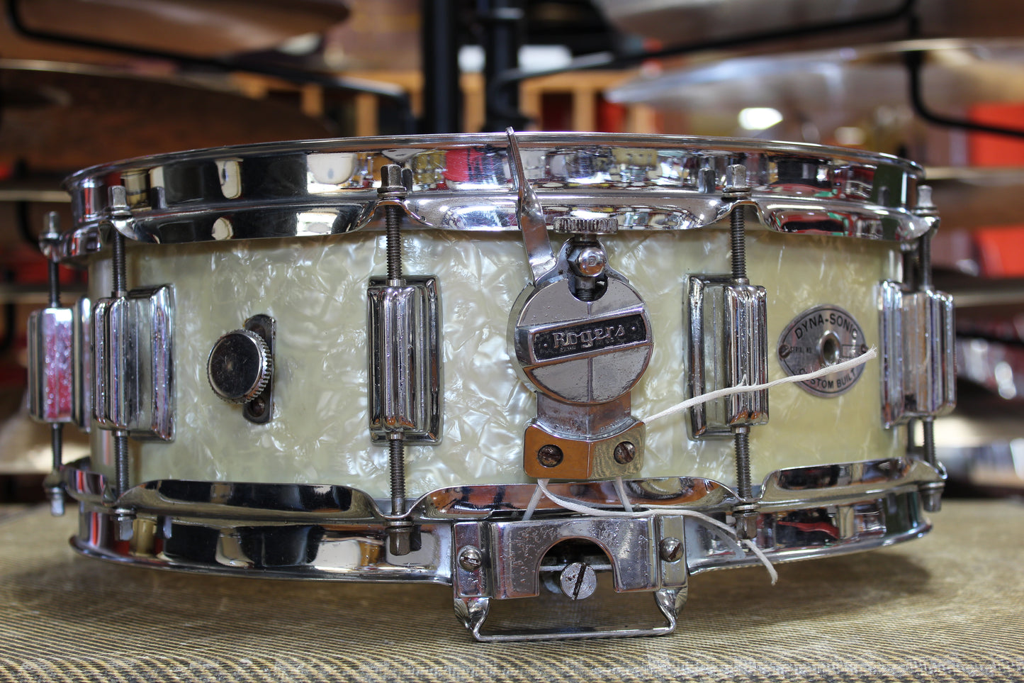 1960s Rogers Dynasonic Snare Drum 5"x14" in White Marine Pearl