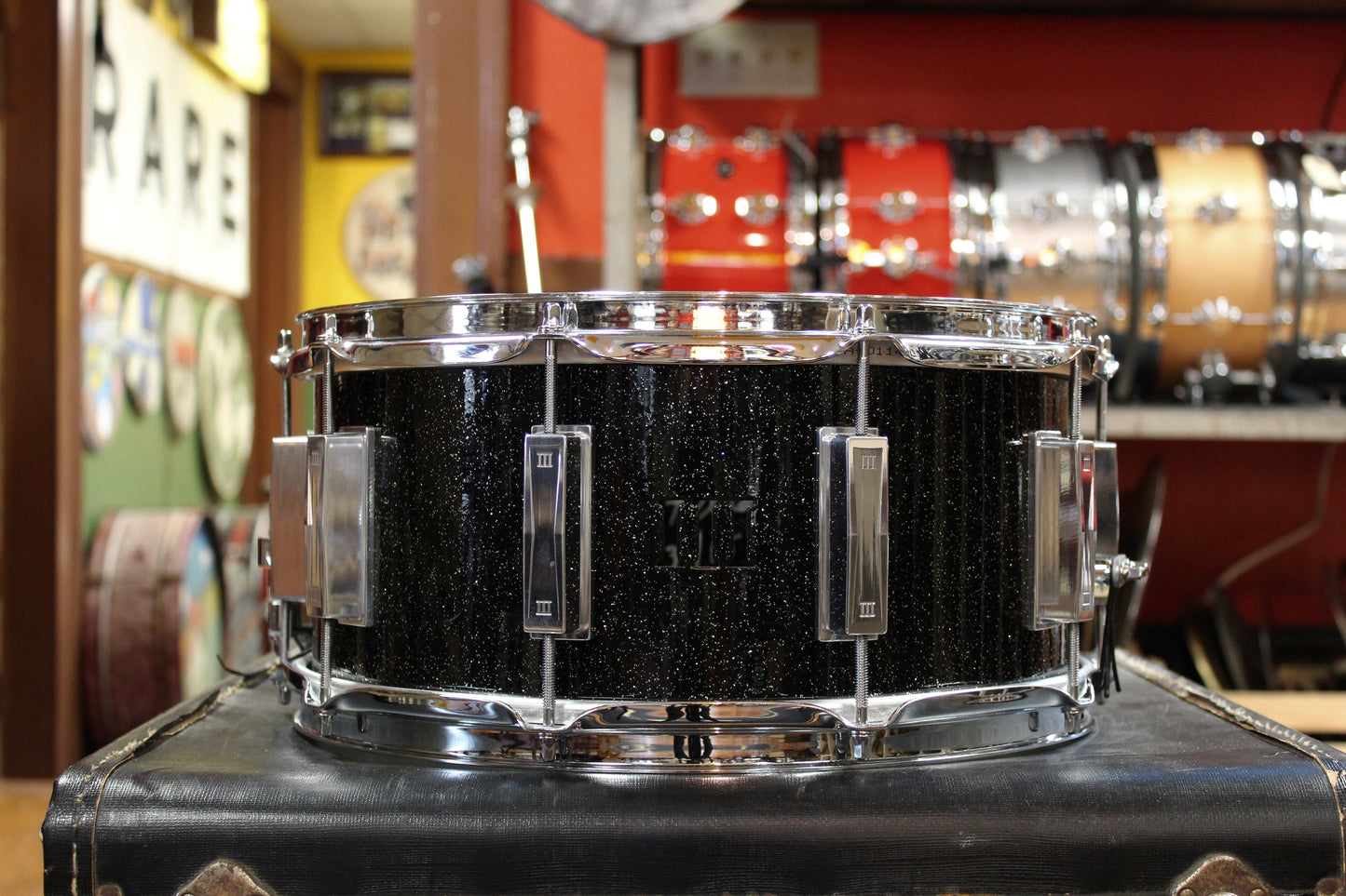 WFL III 6.5x14 Aluminum Snare Drum in Black Sparkle