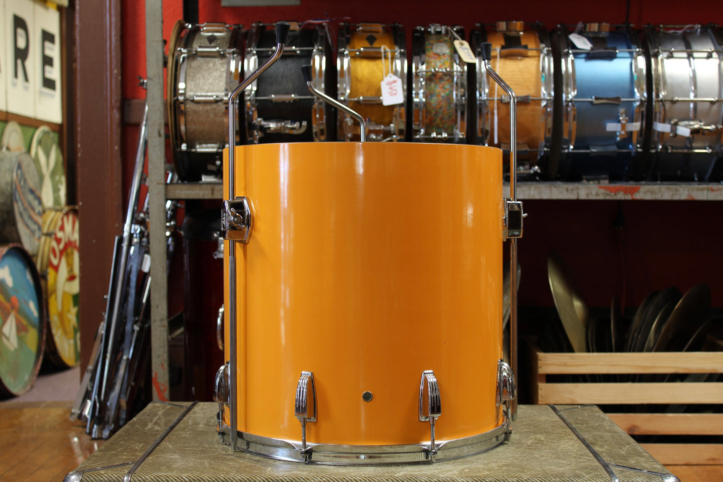 1970's Ludwig Concert Tom Combo Outfit in Yellow Cortex 14x22 16x16 9x13 8x12