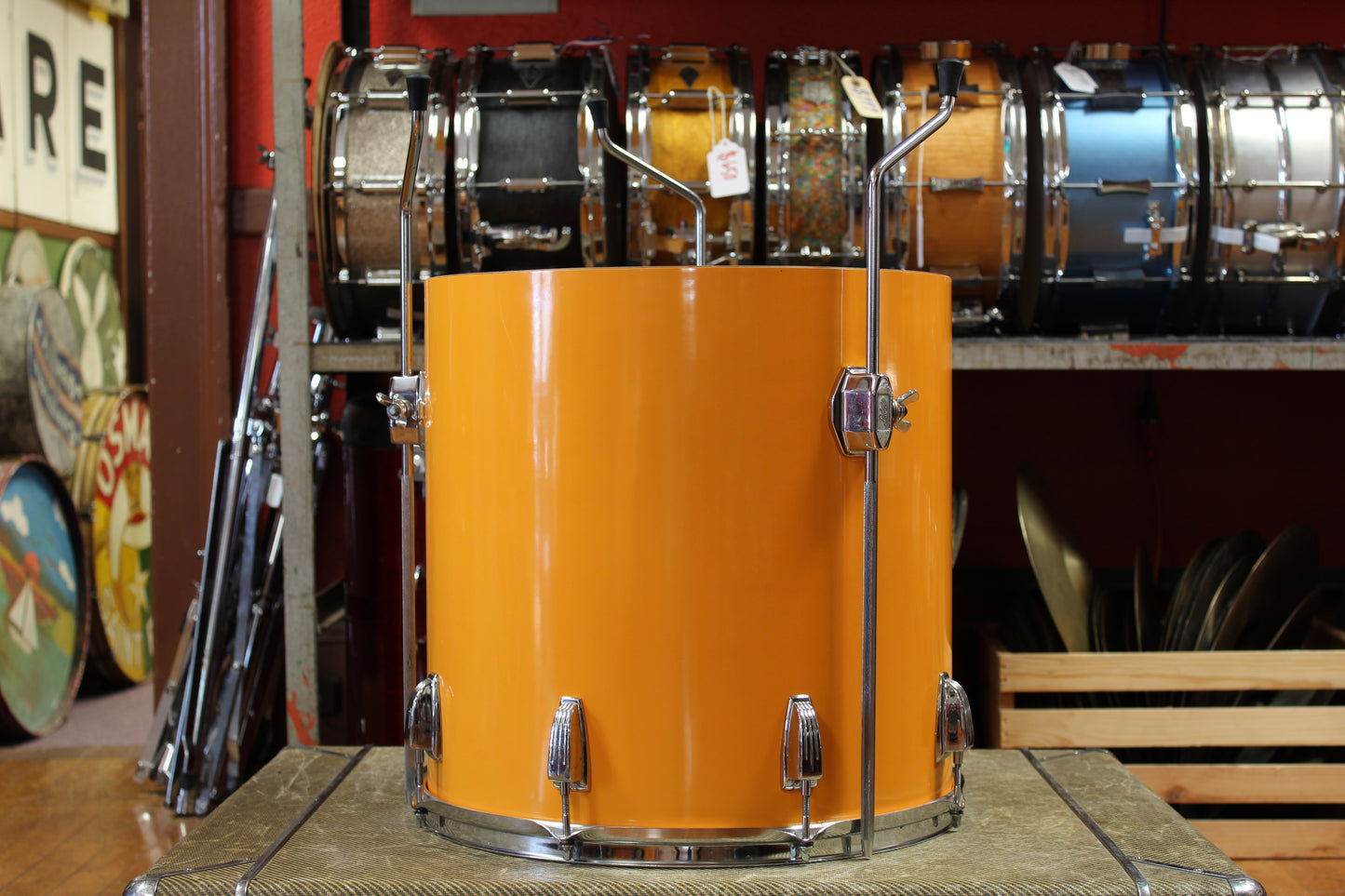 1970's Ludwig Concert Tom Combo Outfit in Yellow Cortex 14x22 16x16 9x13 8x12