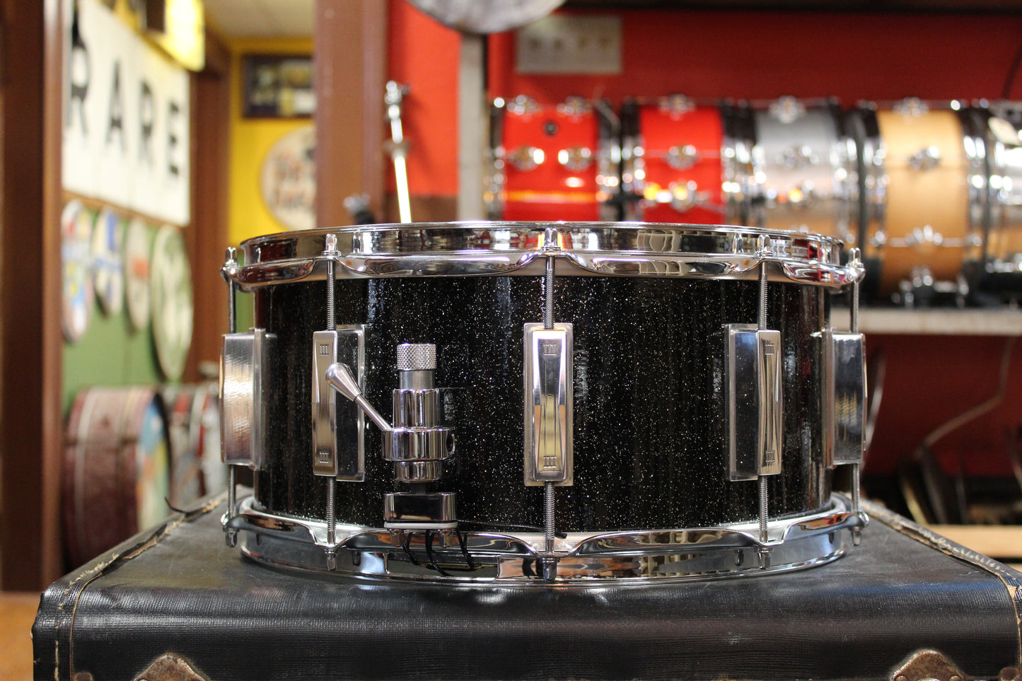 WFL III 6.5x14 Aluminum Snare Drum in Black Sparkle