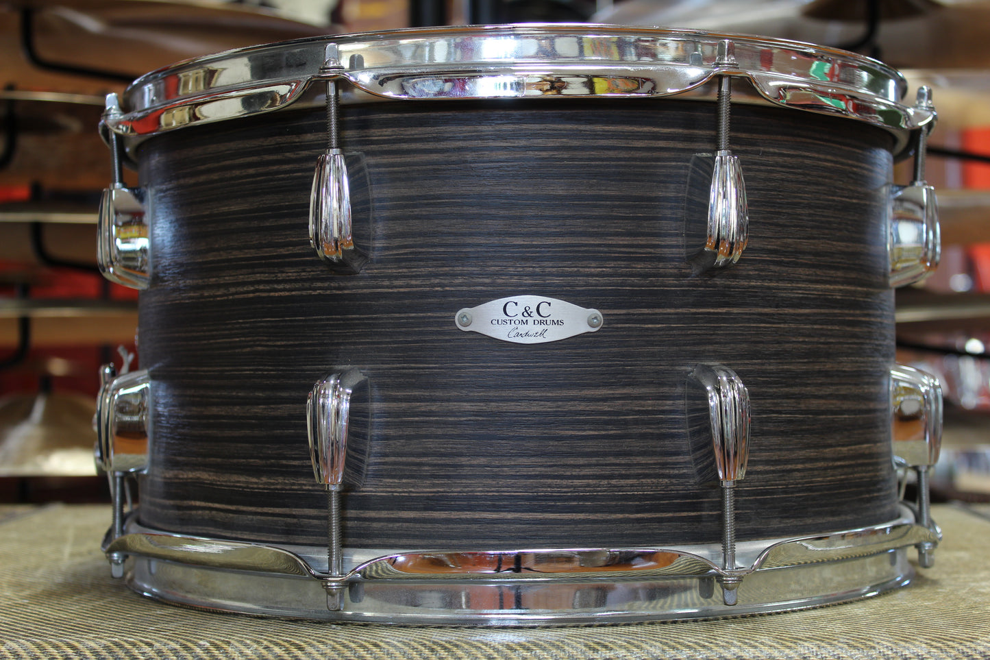 C&C Drum Company 8x14 Mahogany Snare Drum in Ebony Oyster