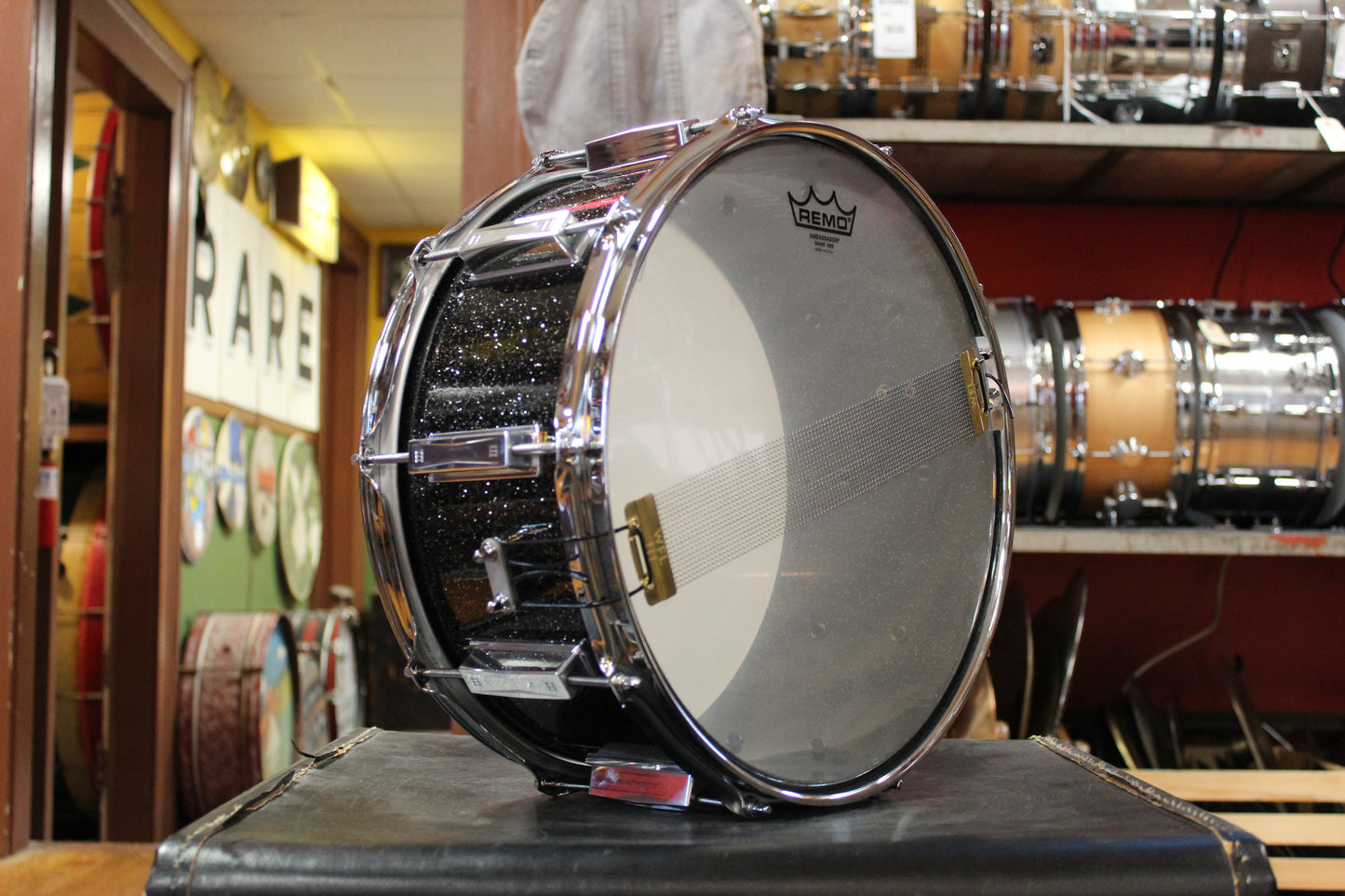 WFL III 6.5x14 Aluminum Snare Drum in Black Sparkle