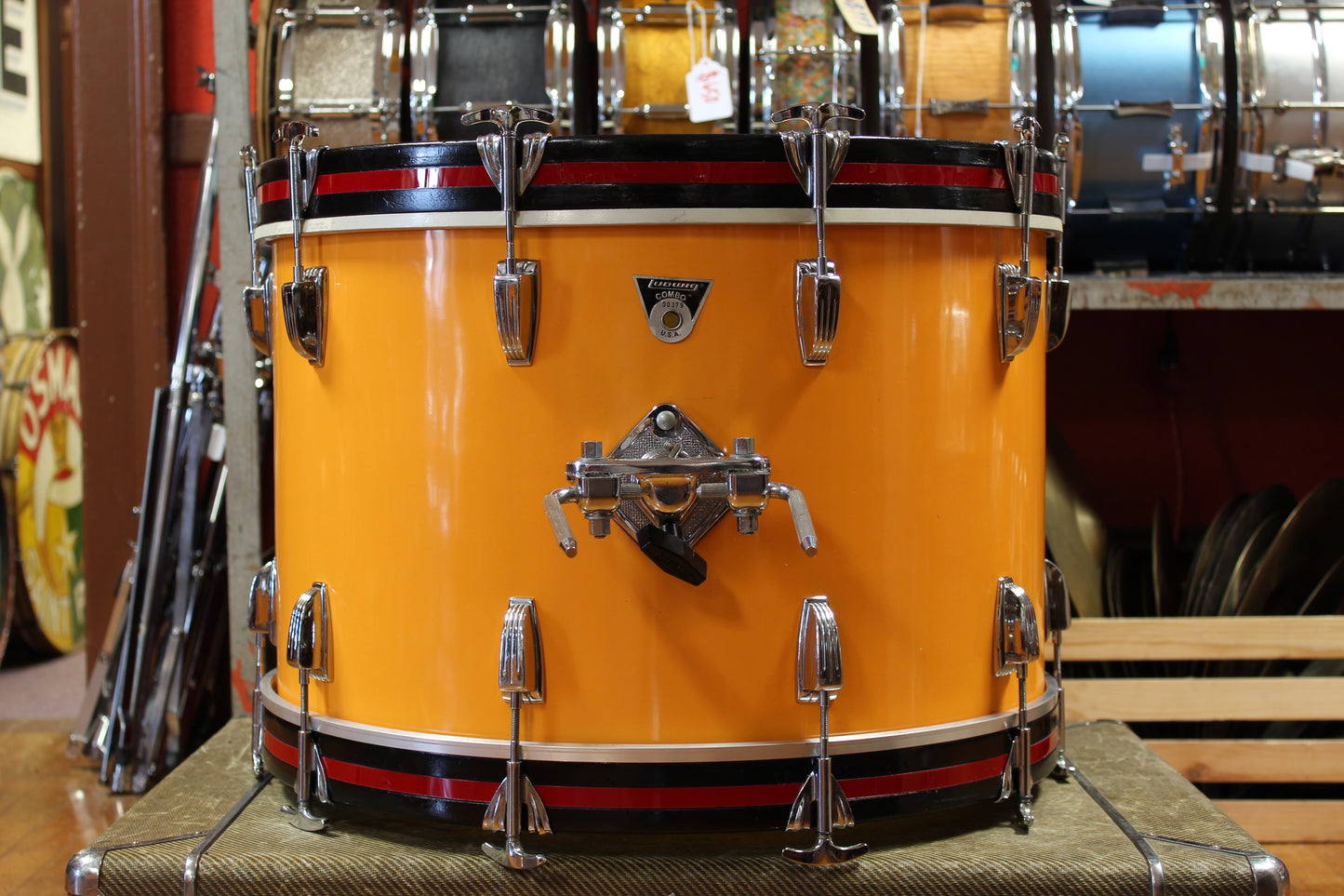 1970's Ludwig Concert Tom Combo Outfit in Yellow Cortex 14x22 16x16 9x13 8x12