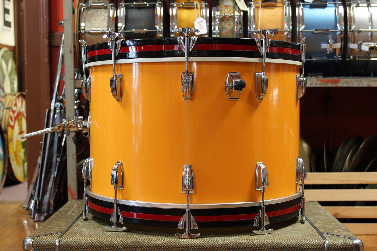 1970's Ludwig Concert Tom Combo Outfit in Yellow Cortex 14x22 16x16 9x13 8x12