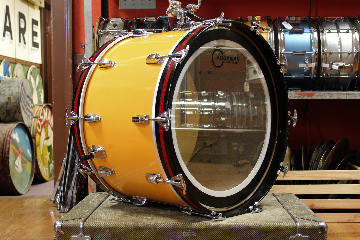 1970's Ludwig Concert Tom Combo Outfit in Yellow Cortex 14x22 16x16 9x13 8x12